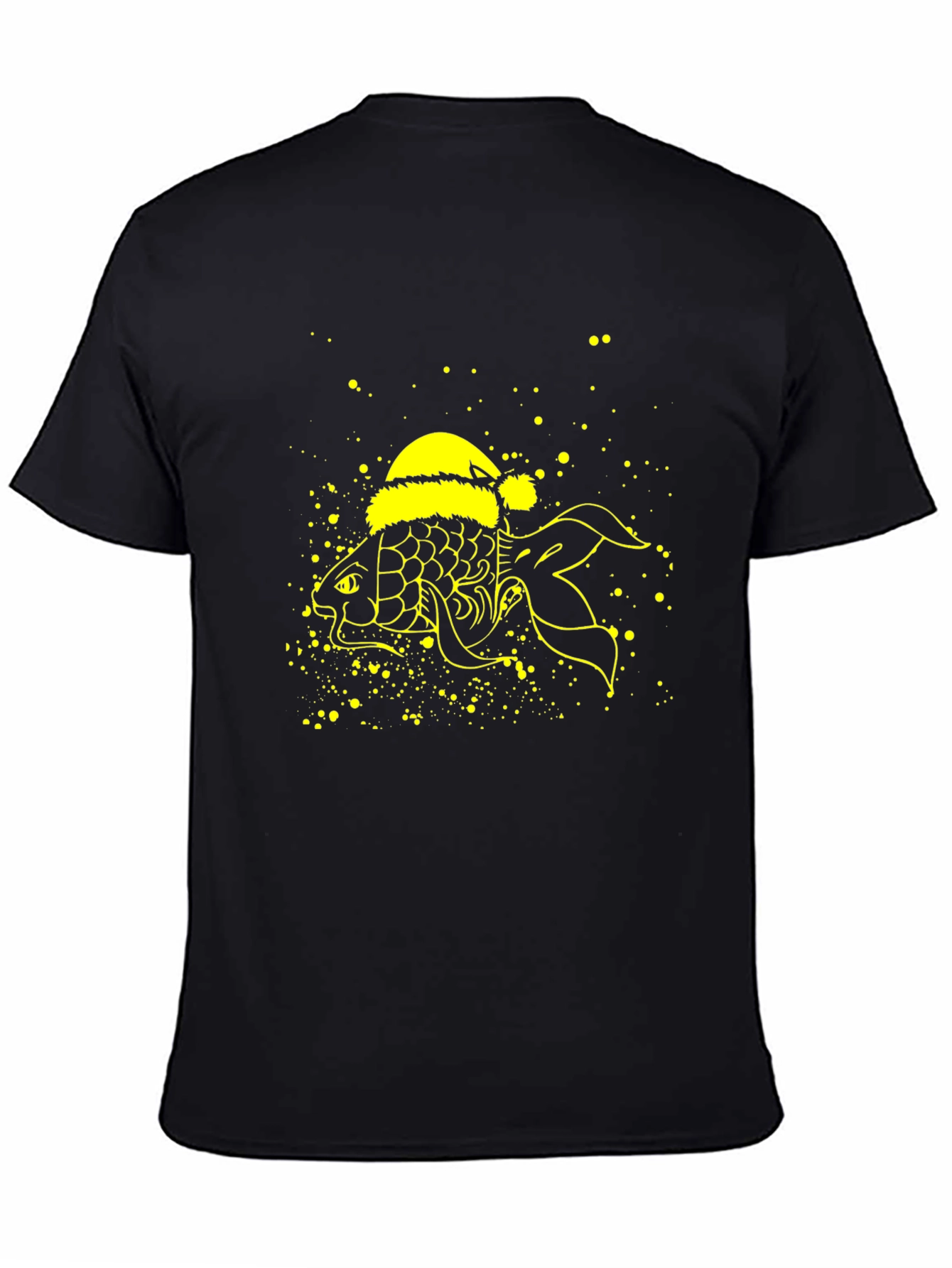 Black Festive Fish T-Shirt - Holiday Novelty Tee view 4
