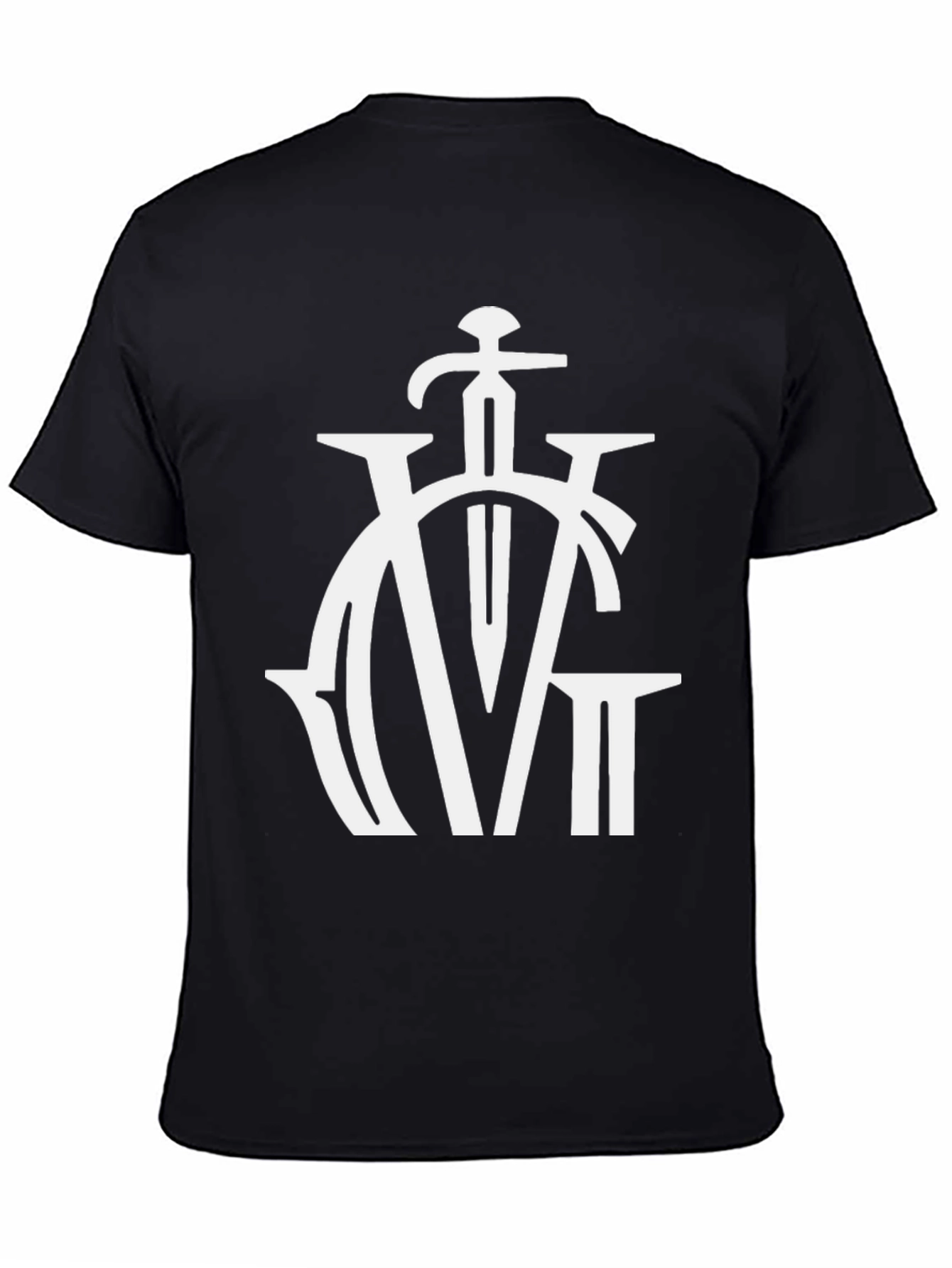 Black Embroidered Sword Logo Black T-Shirt view 4