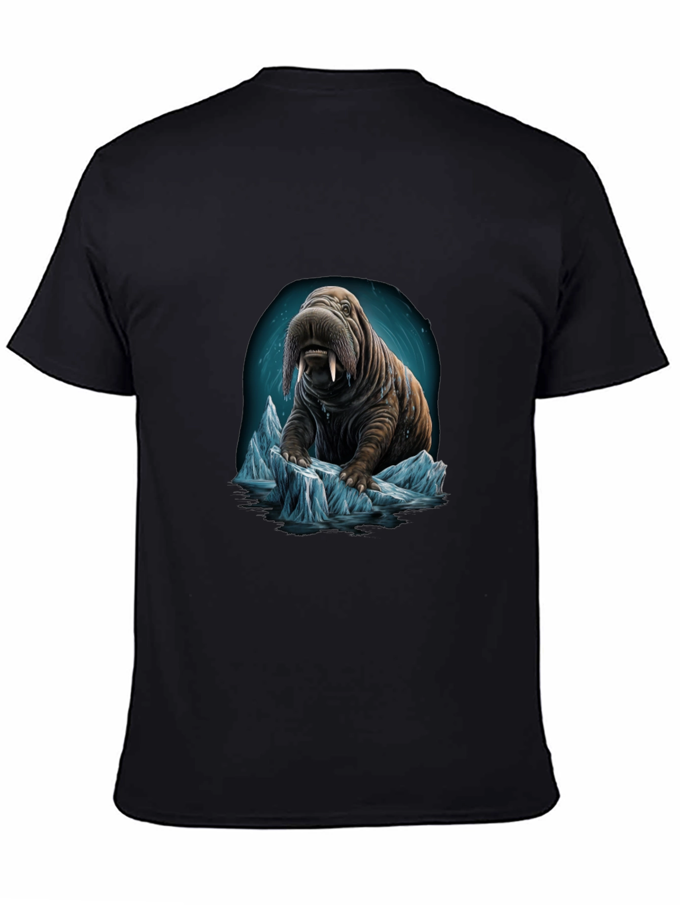 Black Walrus on Iceberg Graphic T-Shirt view 4