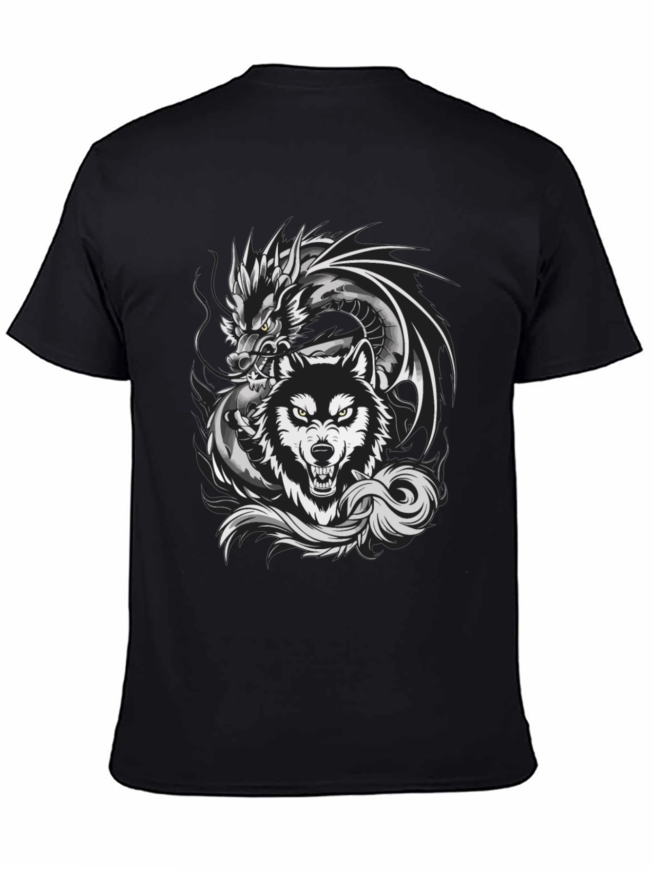 Black Dragon Wolf Graphic Tee - Fierce Design view 4