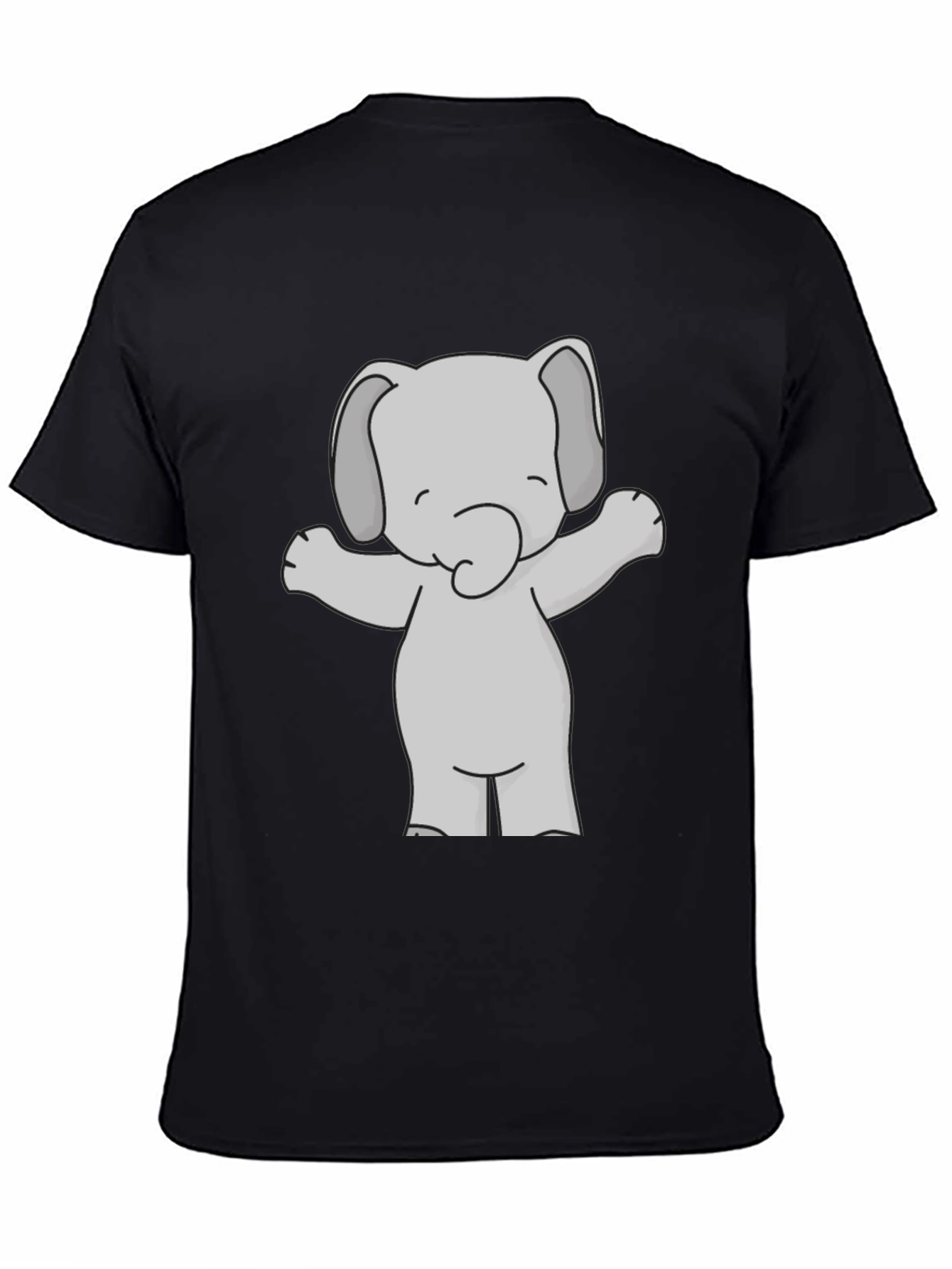 Black Cute Elephant Graphic Tee - Black Unisex T-Shirt view 4