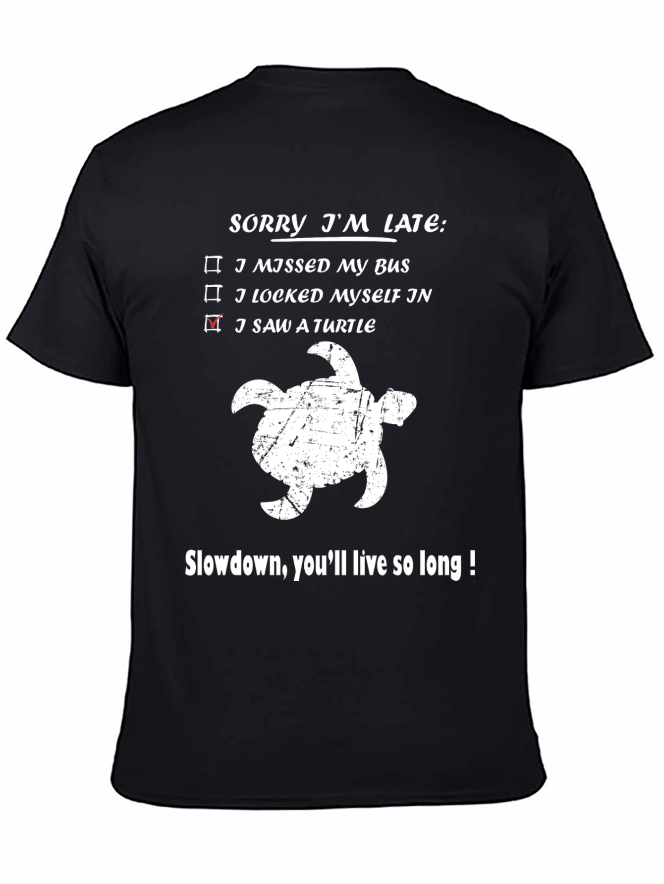 Black Sorry I'm Late Turtle Graphic Tee view 4