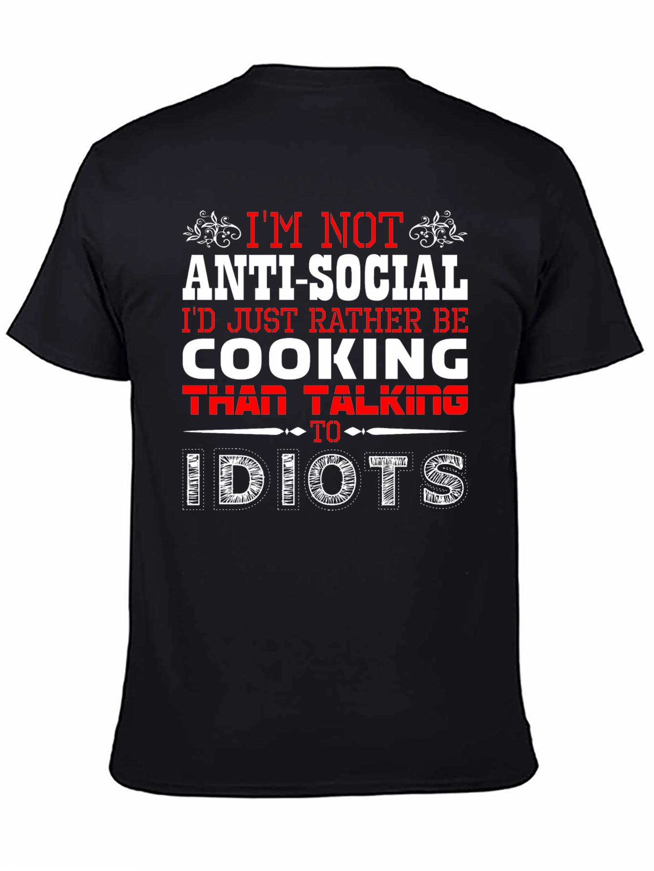 Black Anti-Social Chef Humor Graphic T-Shirt view 4