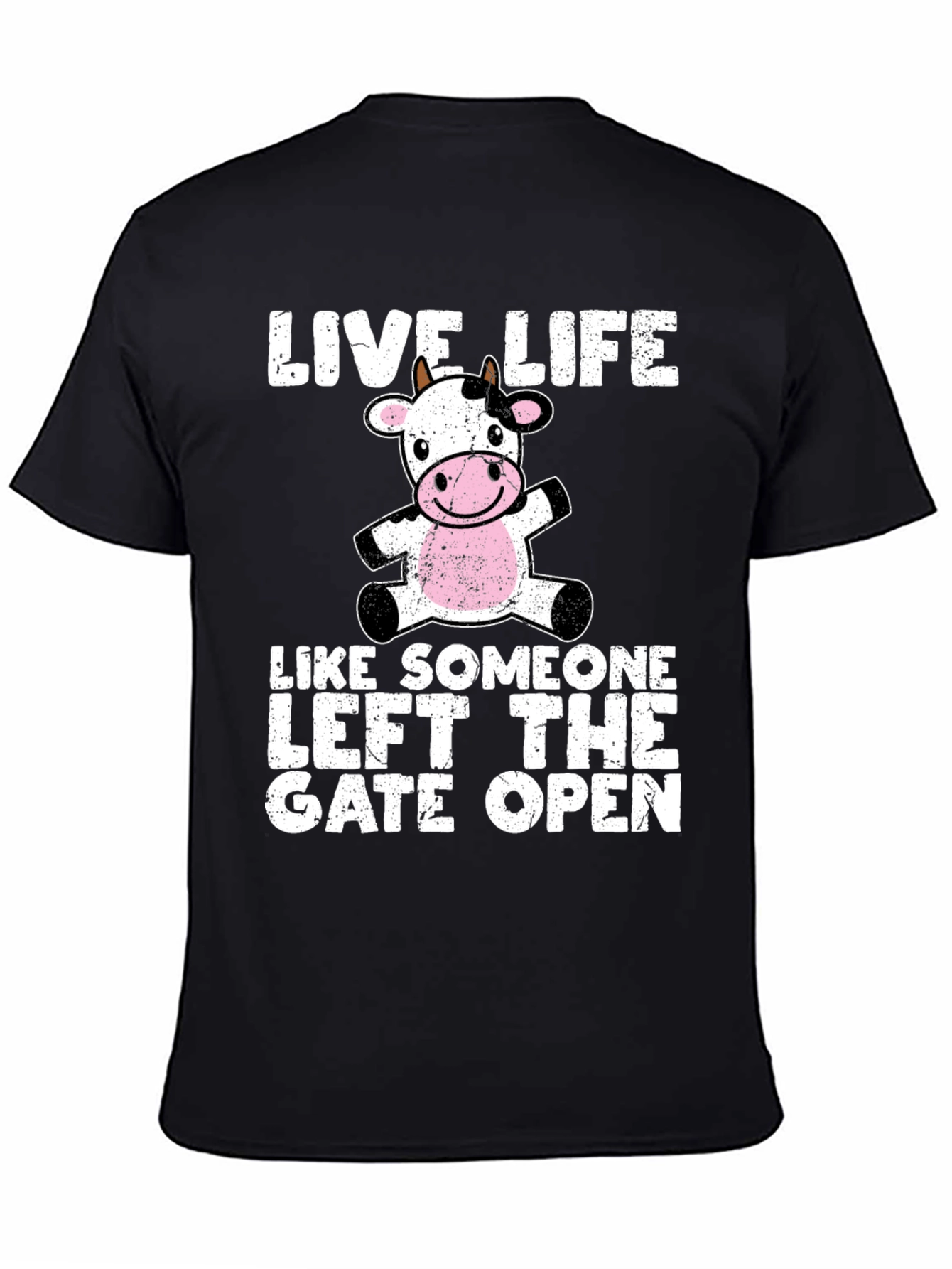 Black Live Life Cow Graphic T-Shirt view 4