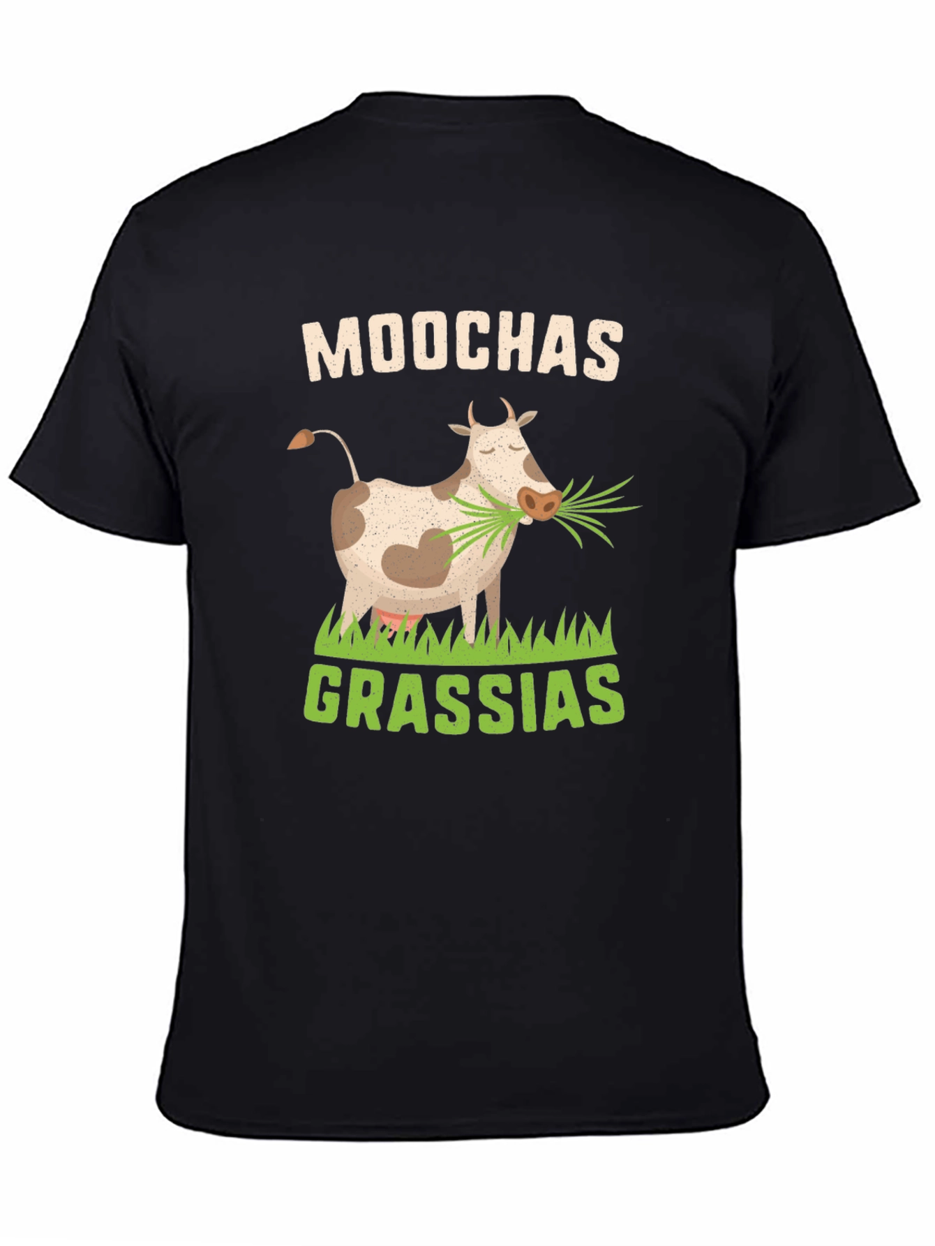 Black Moochas Grassias Cow Graphic T-Shirt view 4