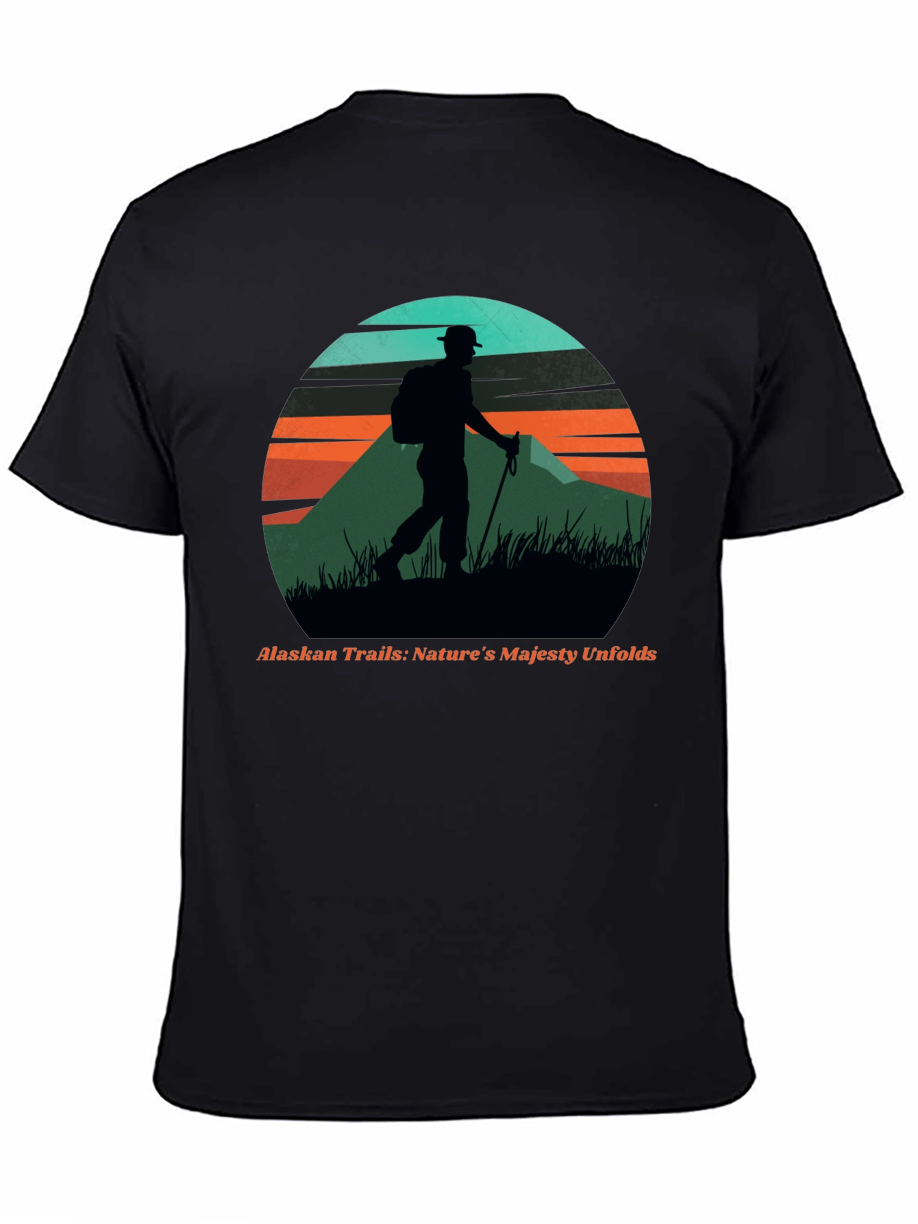 Black Alaskan Trails Graphic Tee - Nature Hiker T-Shirt view 4
