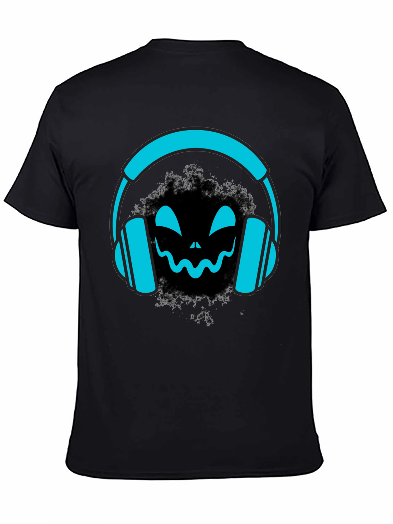 Black DJ Headphone Halloween Black T-Shirt view 4