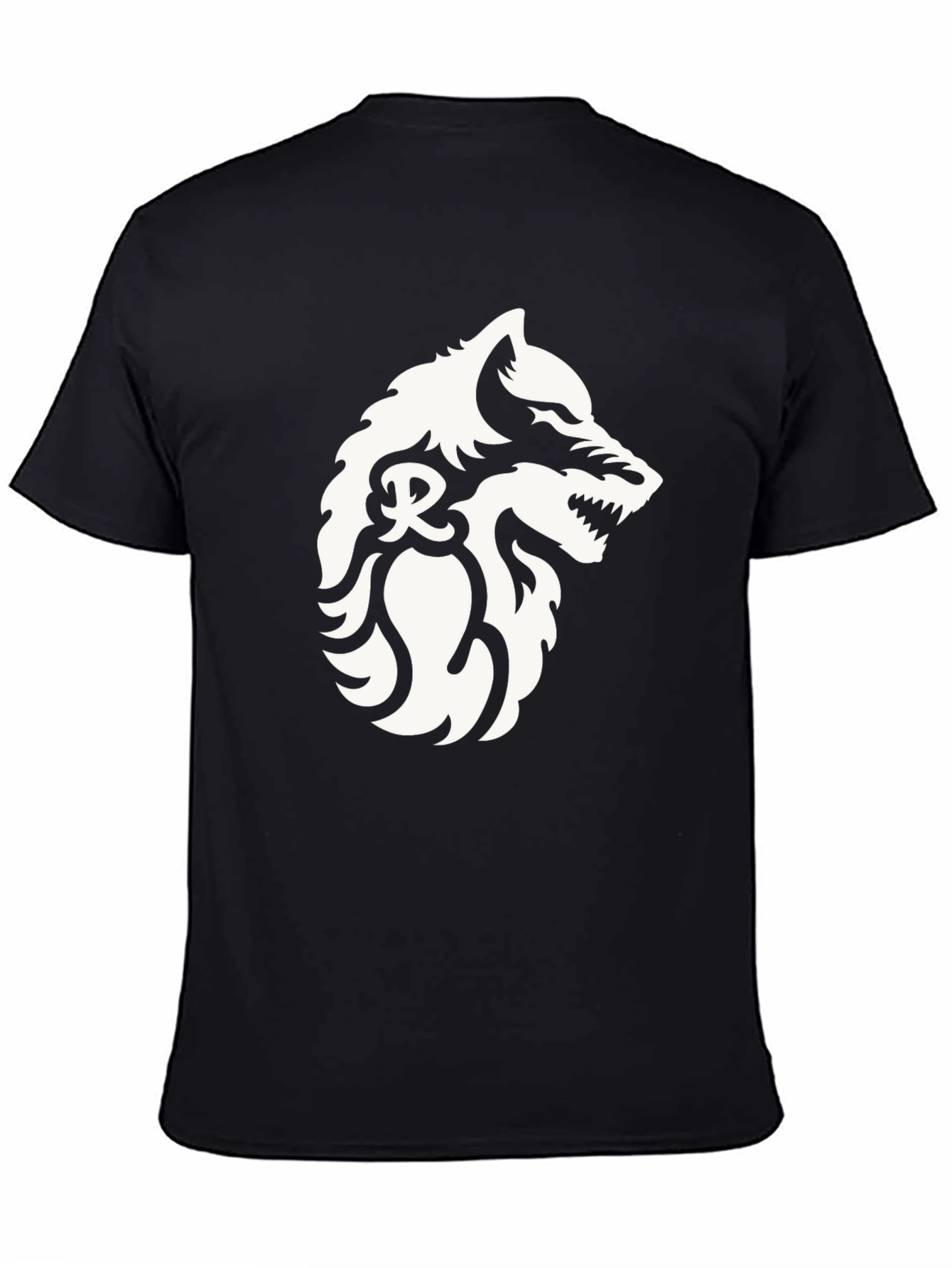 Black Black T-Shirt with Wolf Graphic view 4