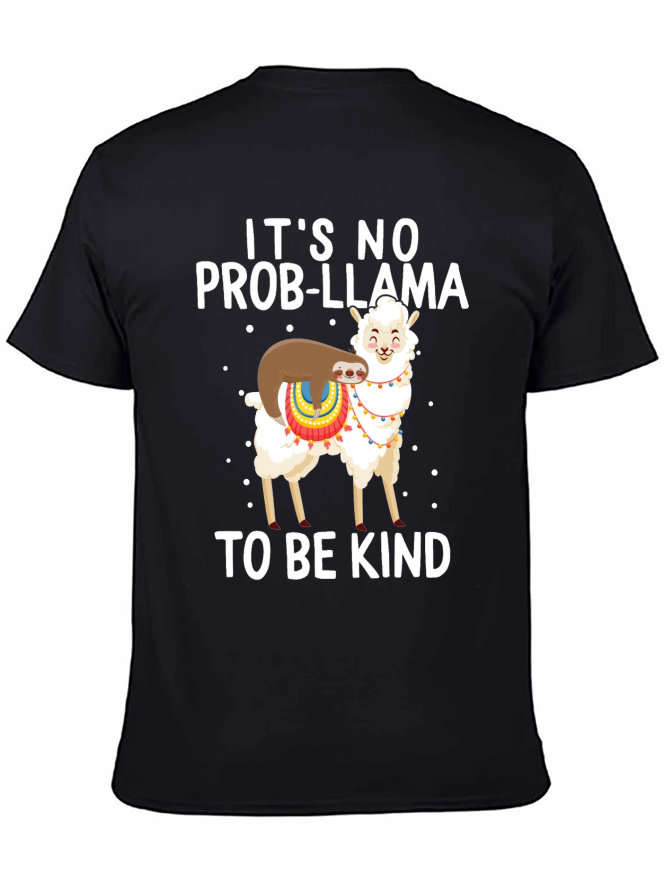 Black It's No Prob-Llama Kindness T-Shirt view 4
