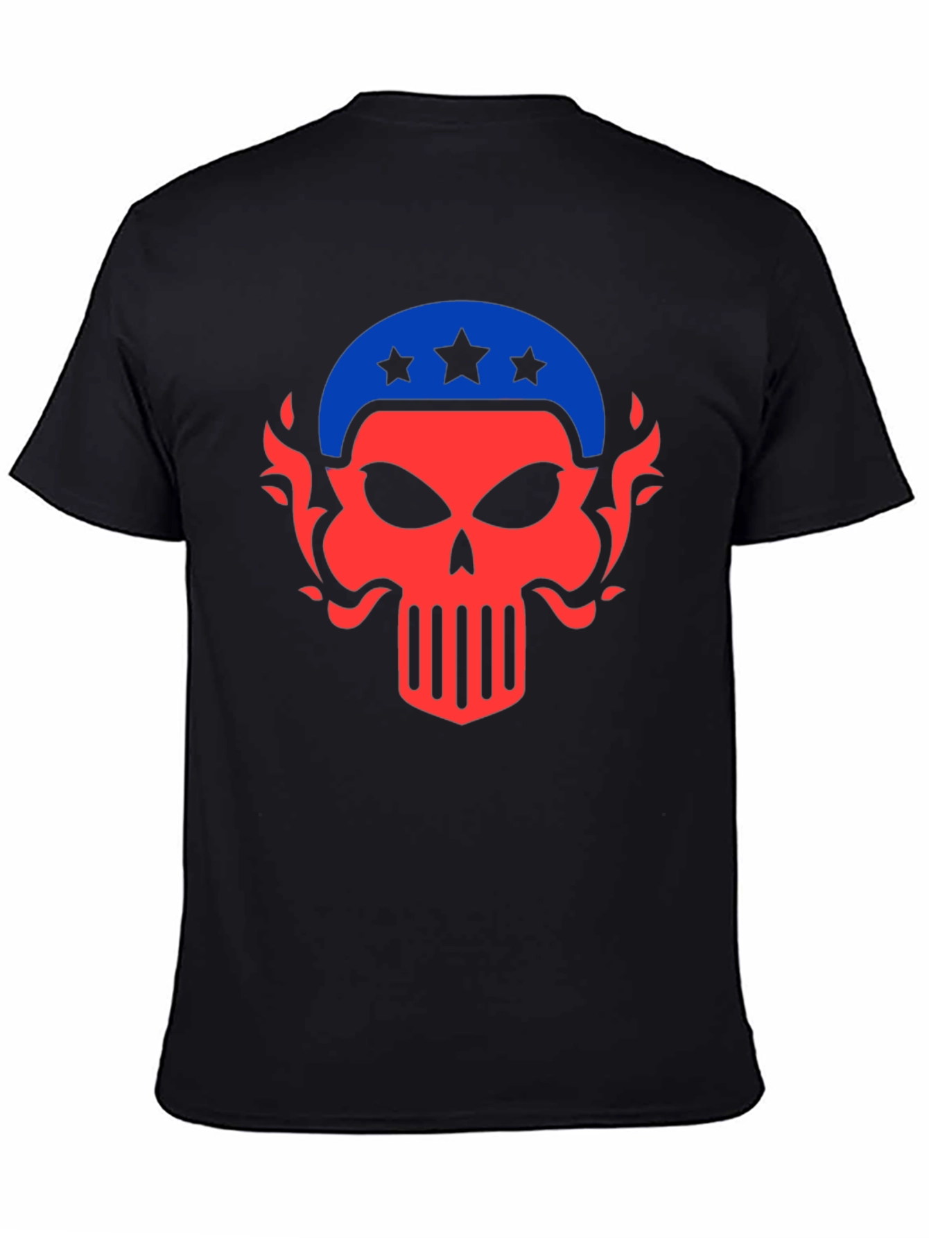 Black Patriotic Skull Graphic Tee - Men's Black T-Shirt view 4