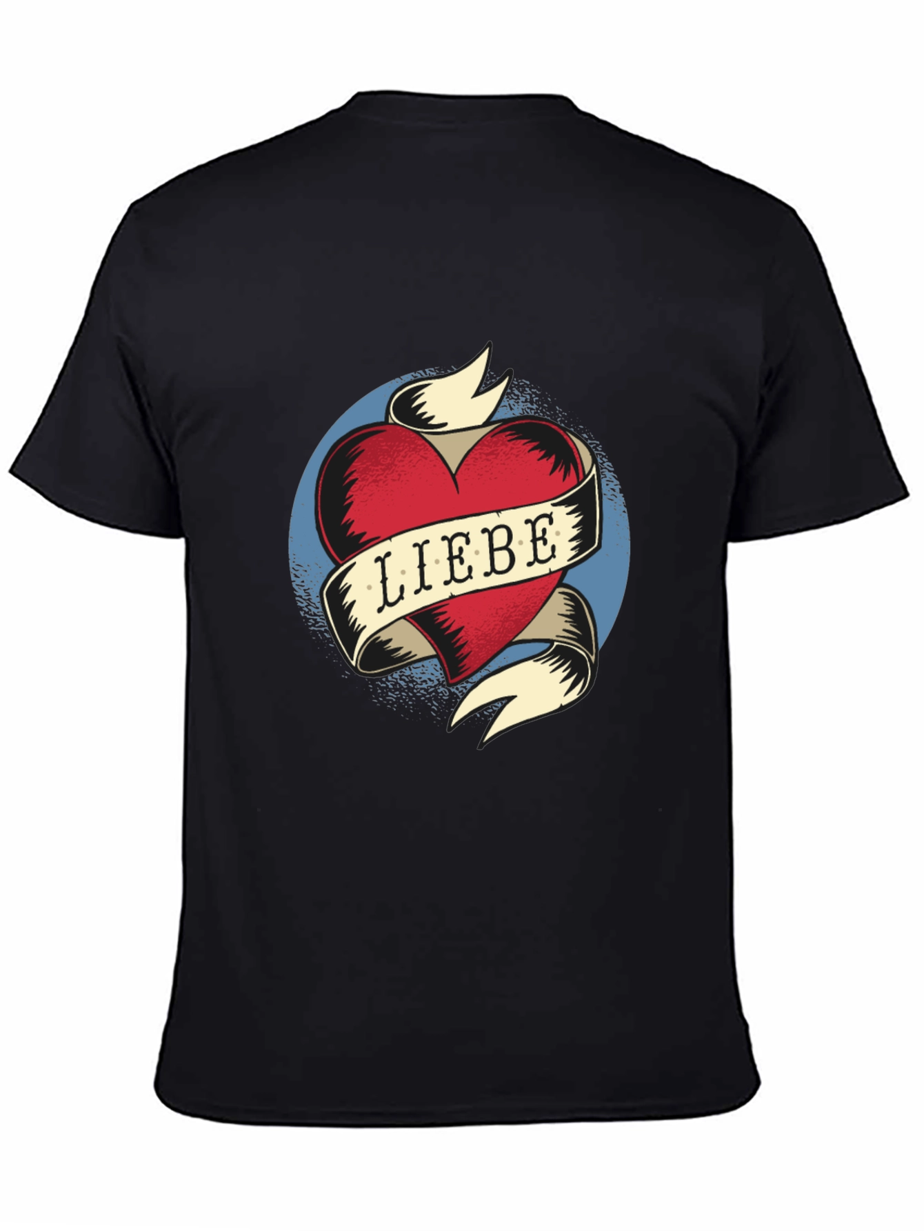 Black Liebe Heart Tattoo Graphic T-Shirt view 4