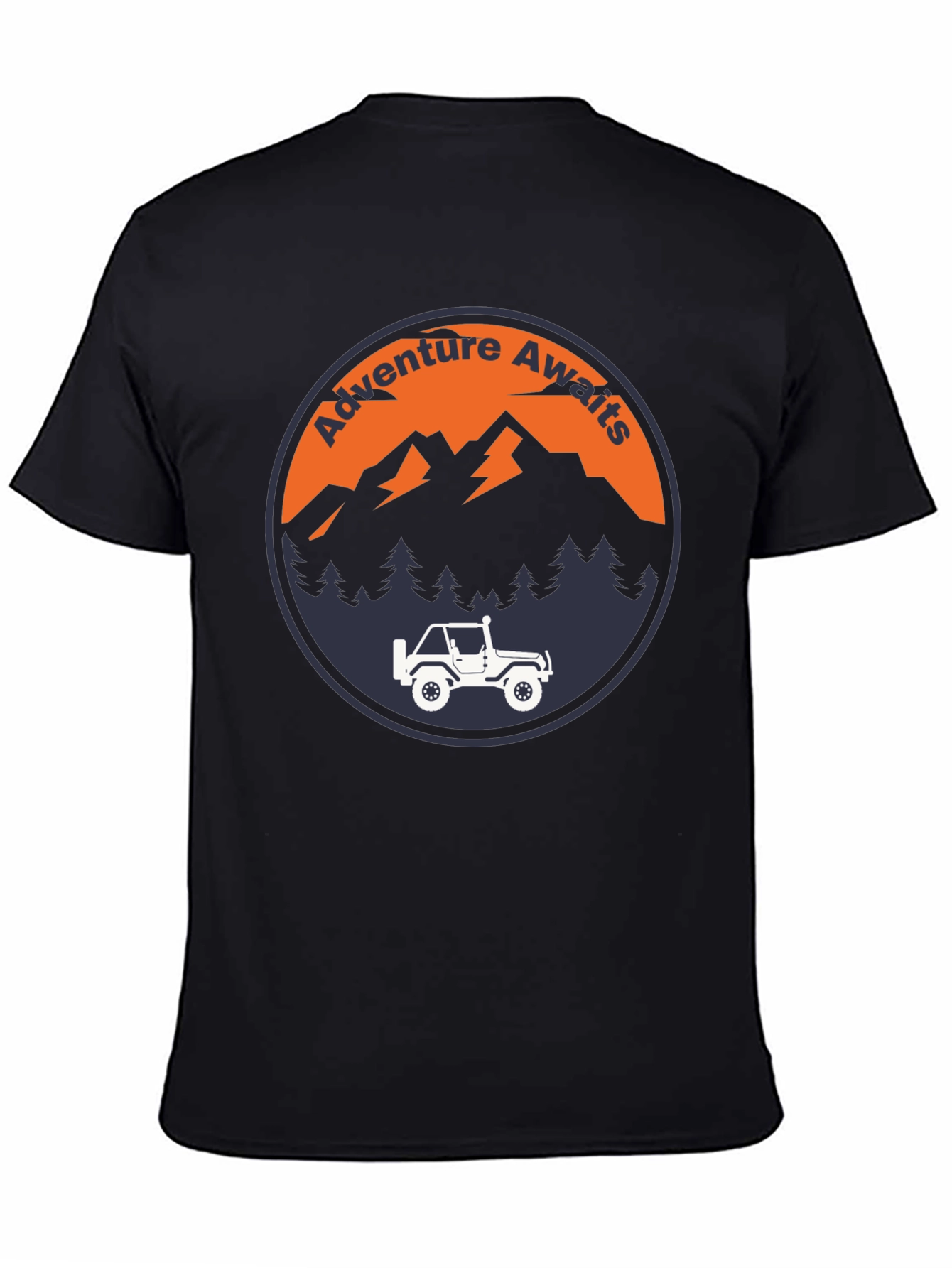 Black Adventure Awaits Graphic Tee - Men's Black T-Shirt view 4