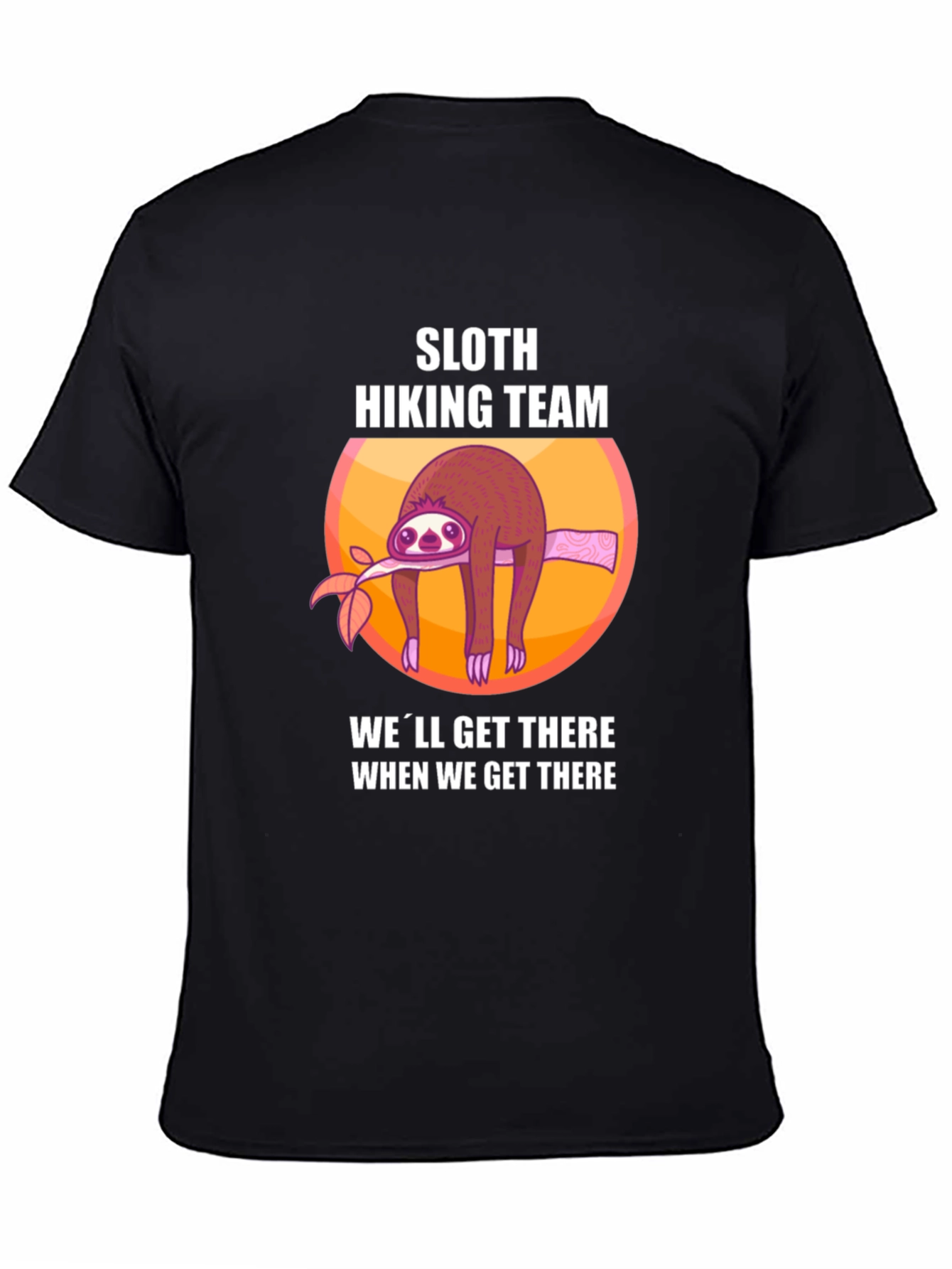 Black Sloth Hiking Team Graphic T-Shirt - Lazy Hiker Tee view 4