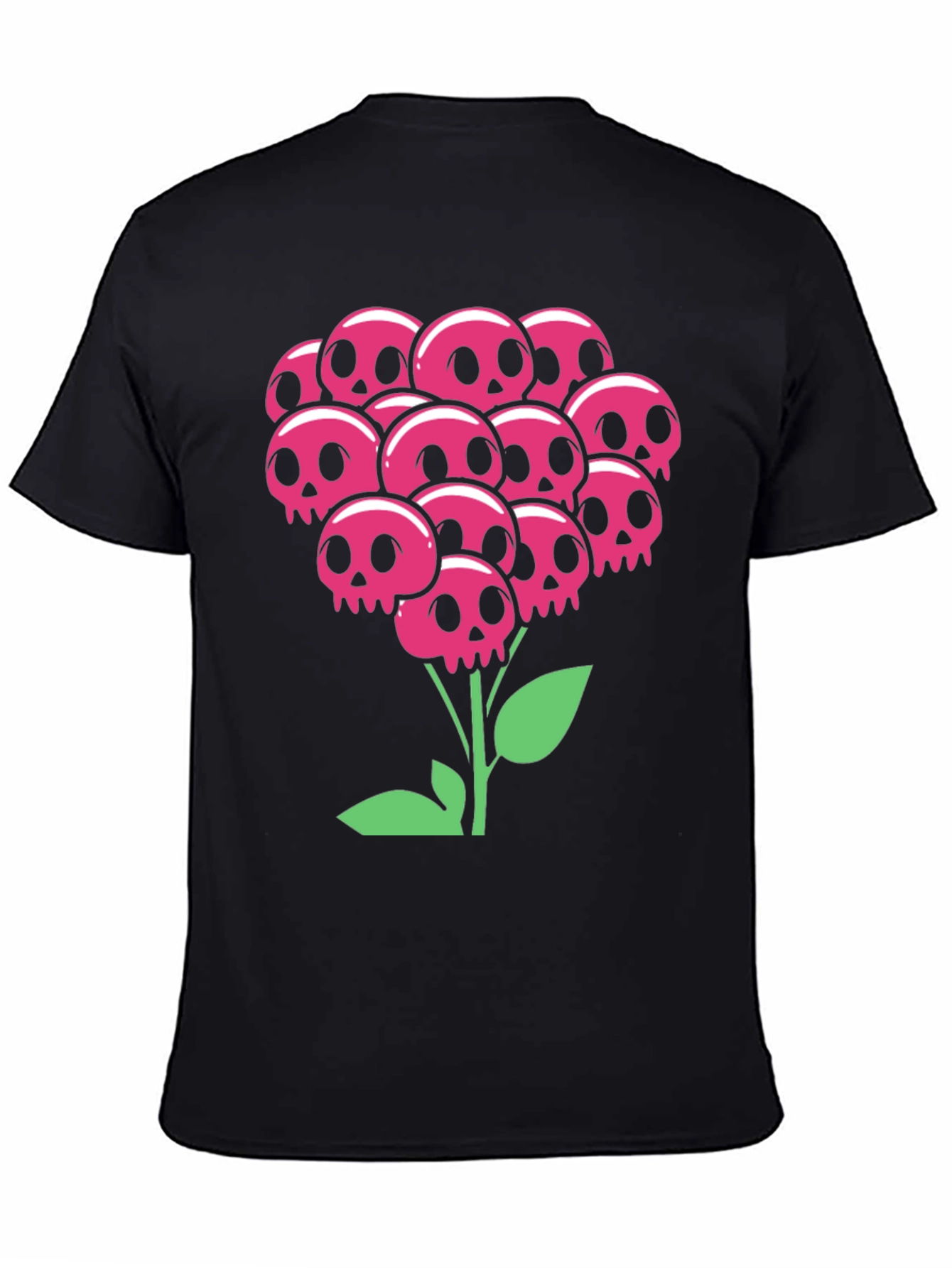 Black Skull Bouquet T-Shirt - Floral Goth Style view 4