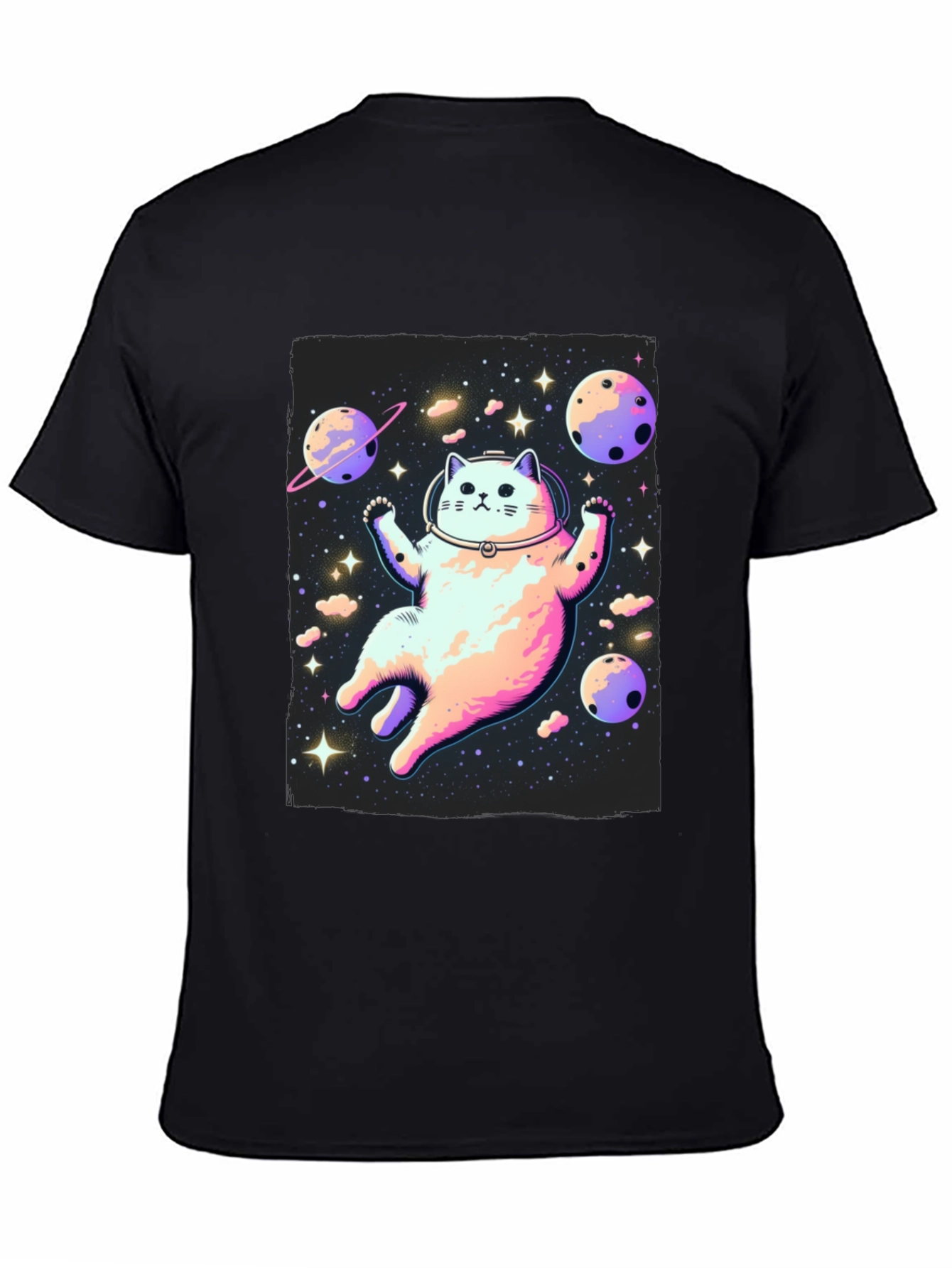 Black Astronaut Cat T-Shirt - Space Adventure Tee view 4