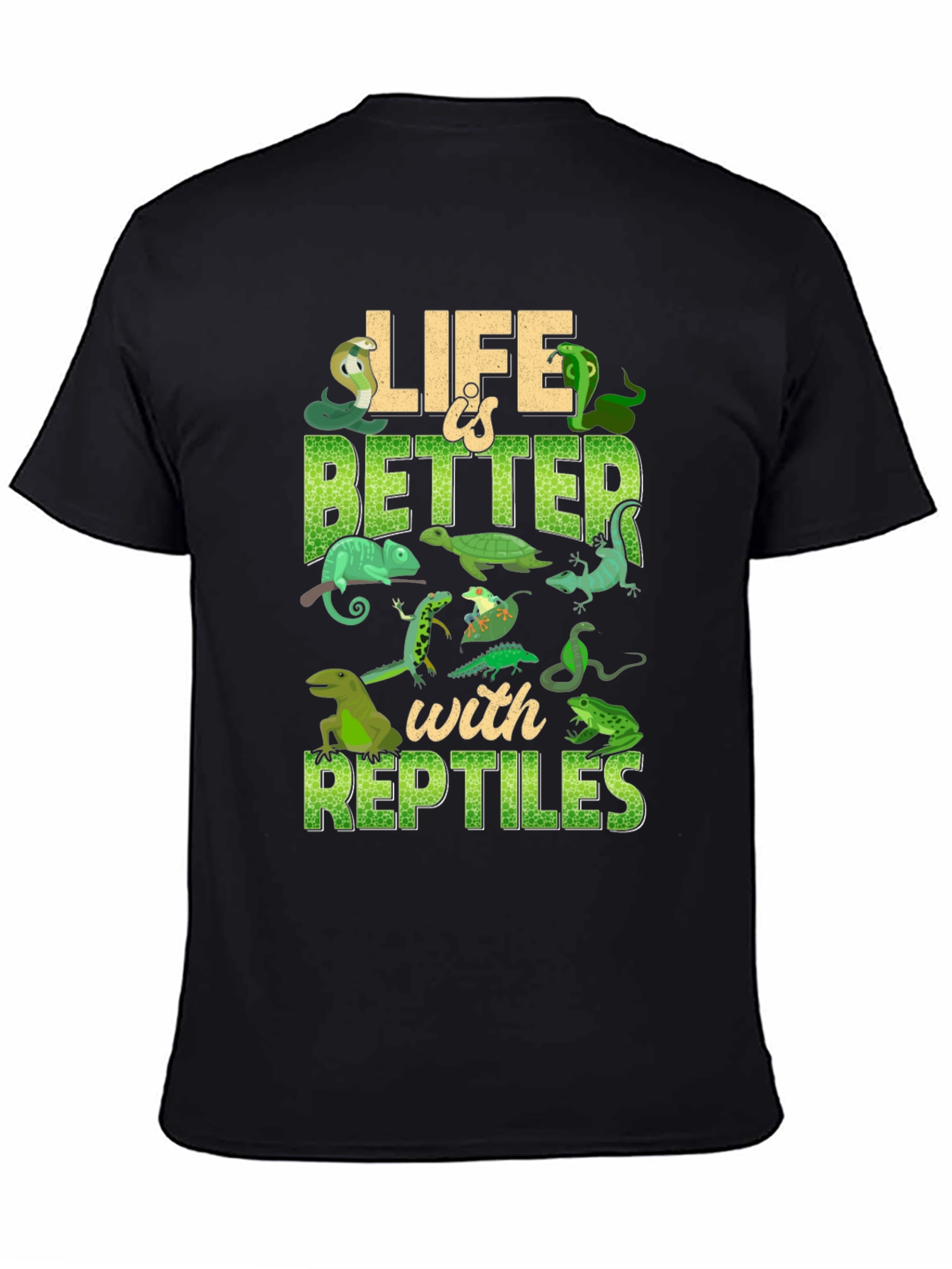 Black Life Is Better With Reptiles T-Shirt view 4