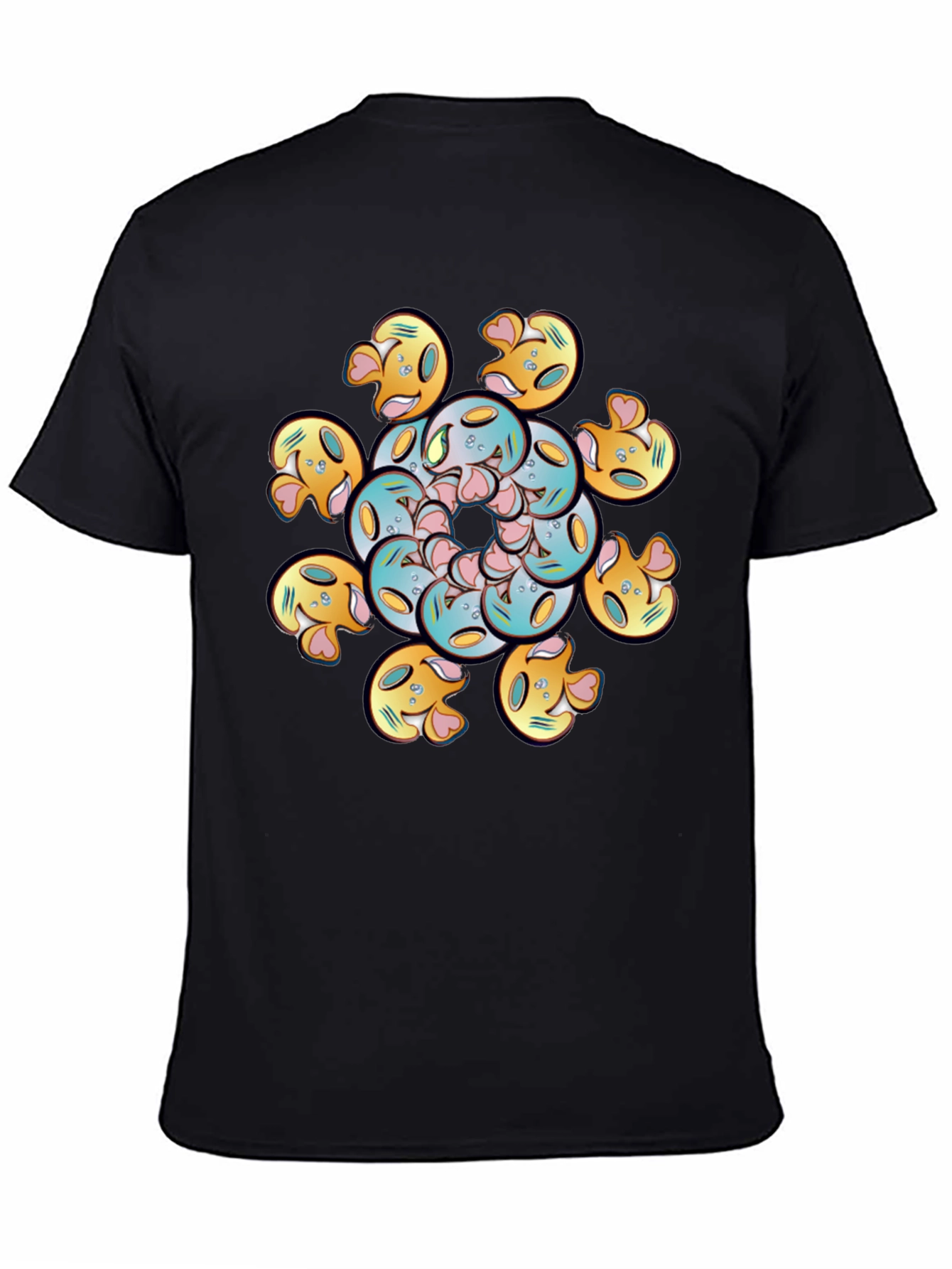Black Whimsical Emoji Mandala Tee view 4