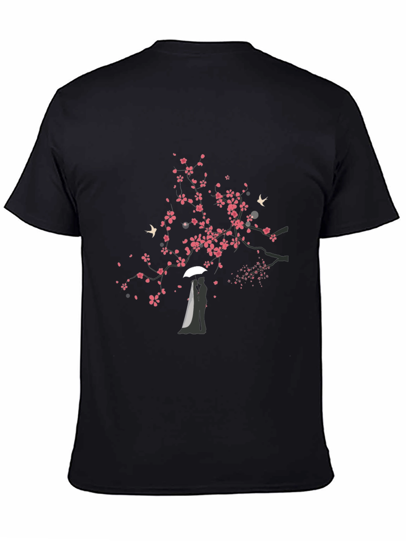 Black Romantic Sakura Tree Graphic Tee - Black view 4