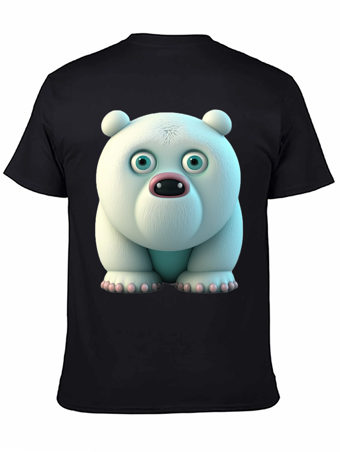 Black Cartoon Polar Bear Graphic Tee - Unique Animal Design view 4