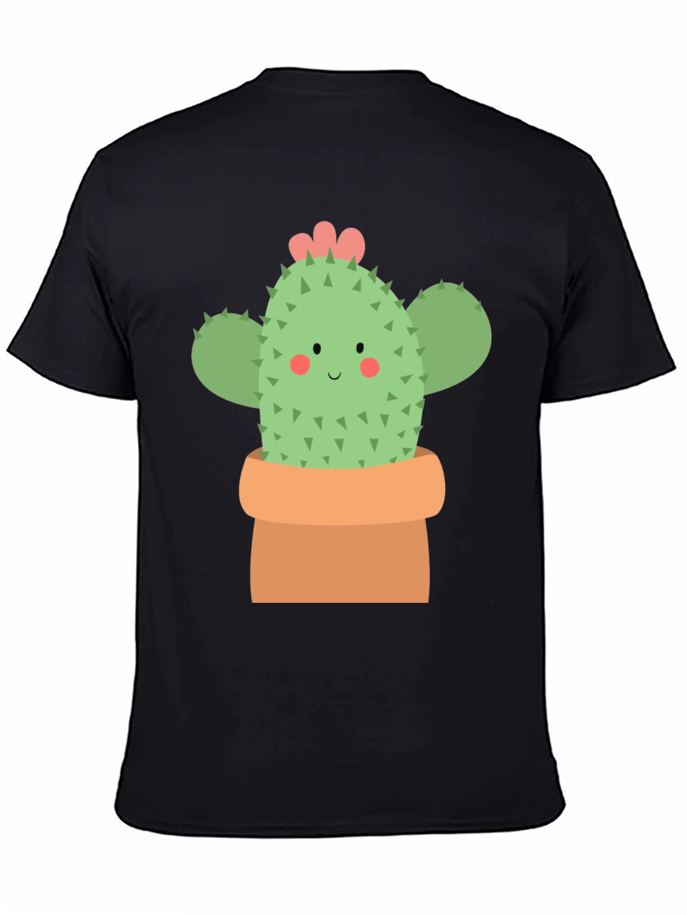 Black Cute Cactus Graphic Tee - Black Unisex T-Shirt view 4