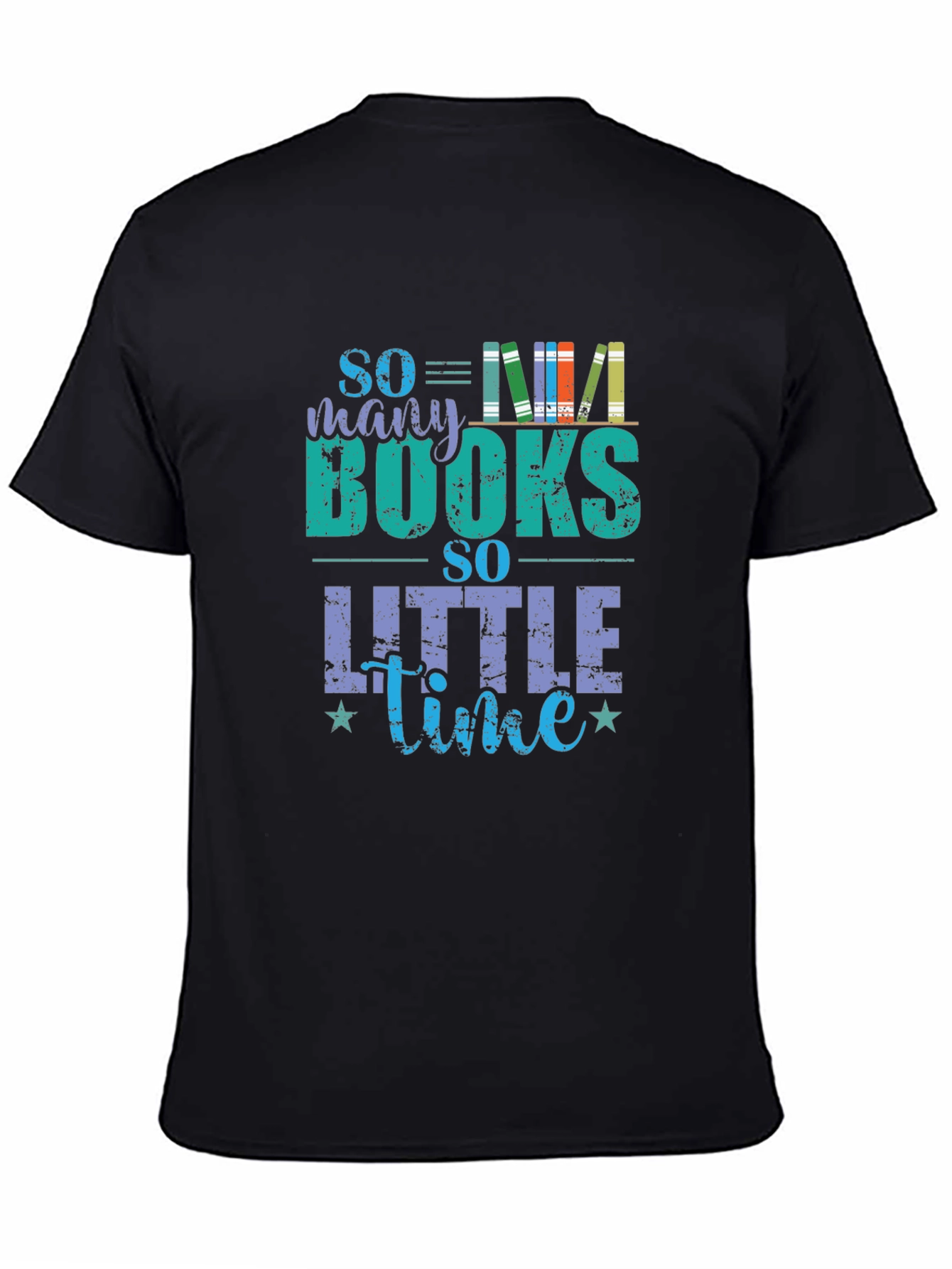 Black So Many Books So Little Time T-Shirt - Book Lover Tee view 4