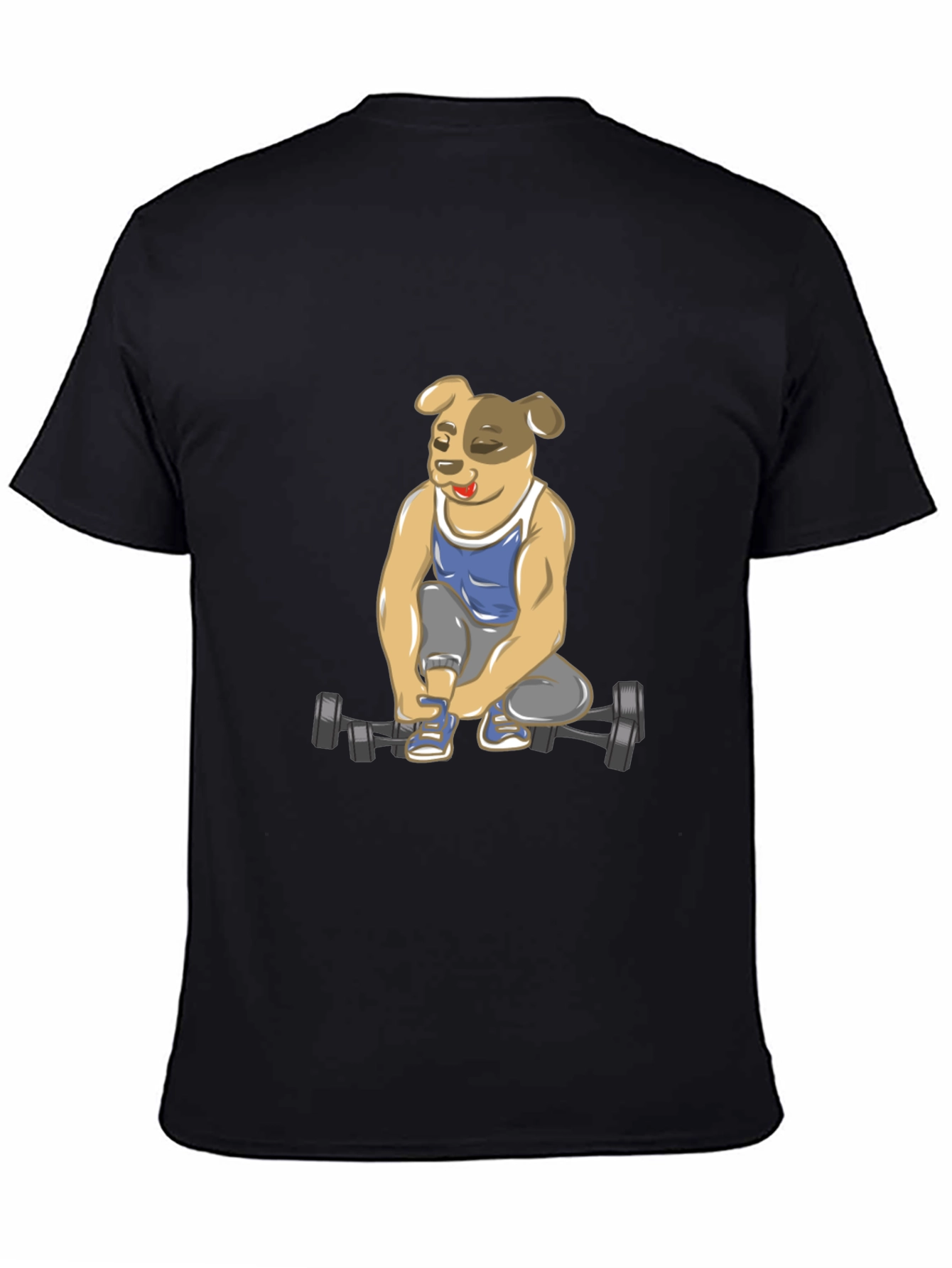Black Dog Lifting Weights T-Shirt view 4
