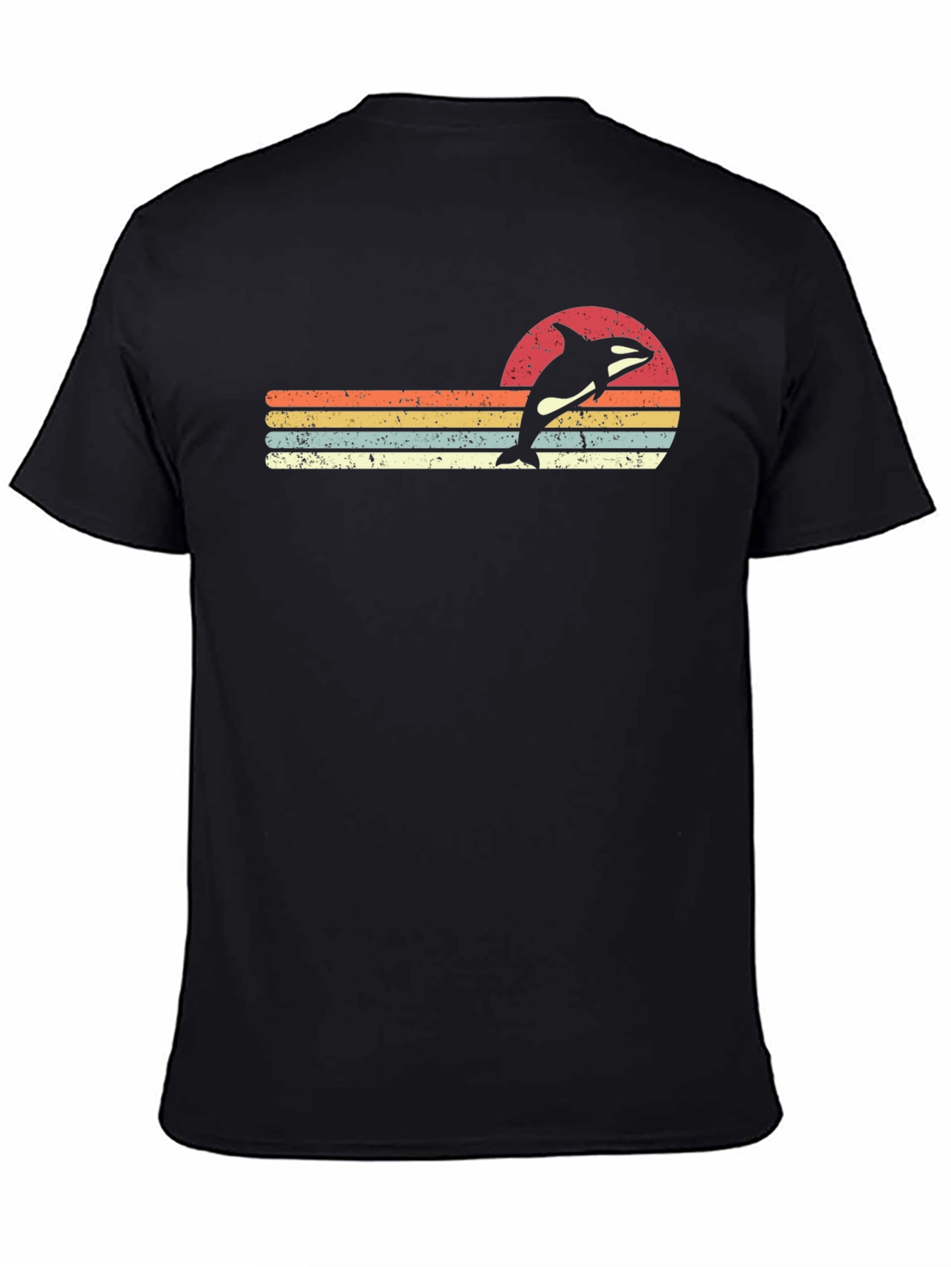 Black Retro Orca T-Shirt - Vintage Style Killer Whale Tee view 4