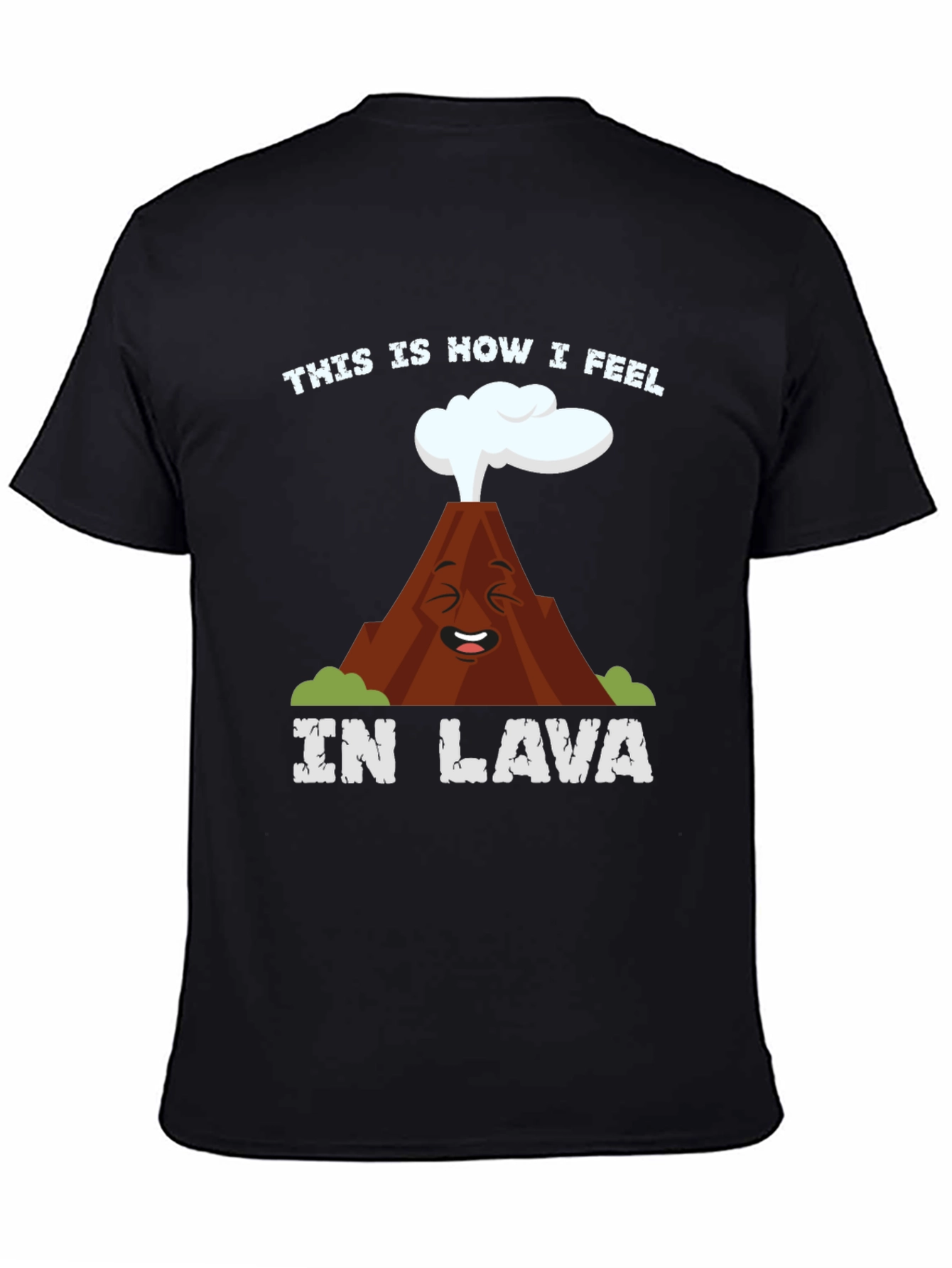 Black Funny Volcano "In Lava" Graphic T-Shirt view 4