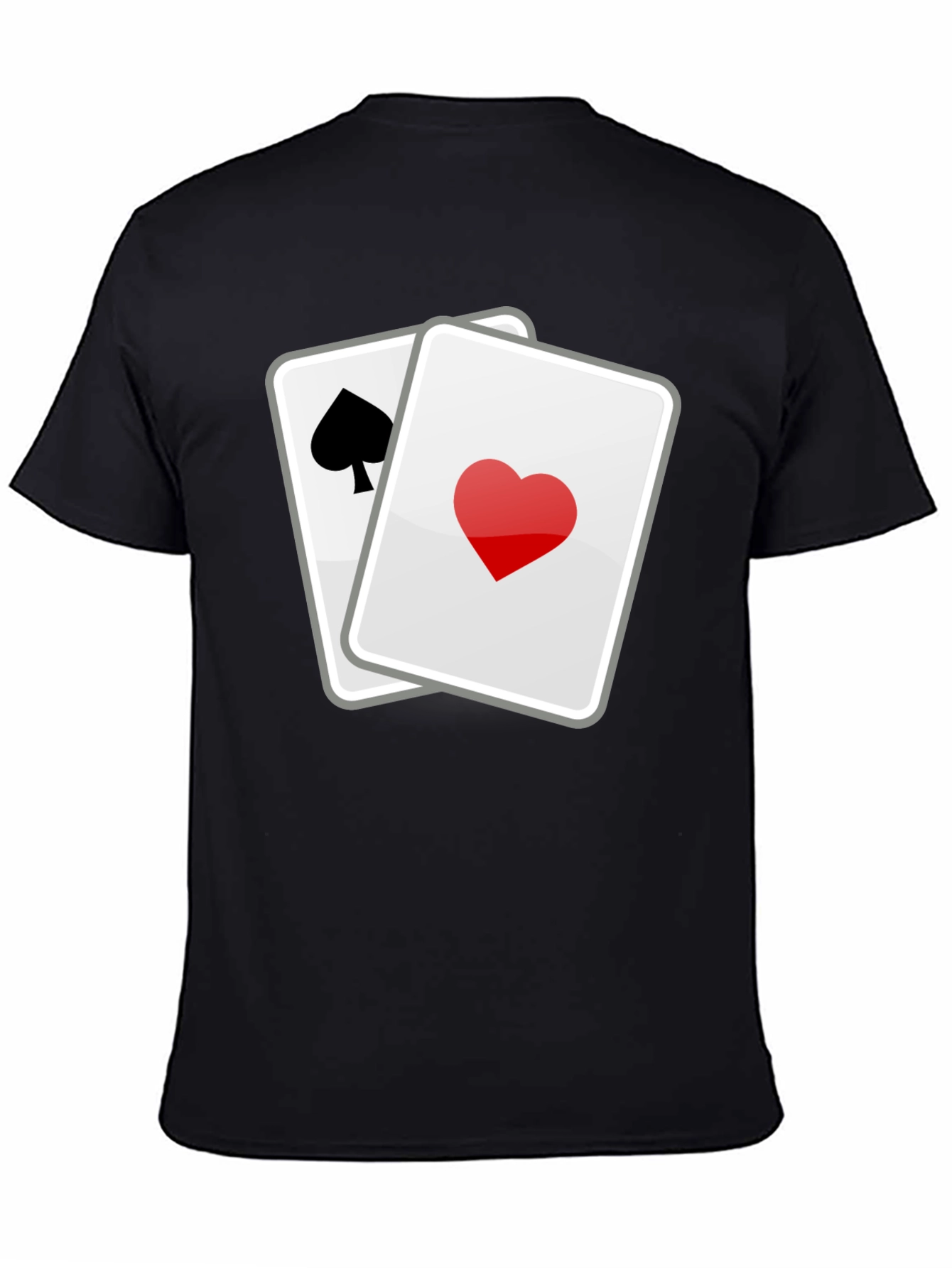Black Lucky Hand T-Shirt - Spade & Heart Cards Graphic Tee view 4