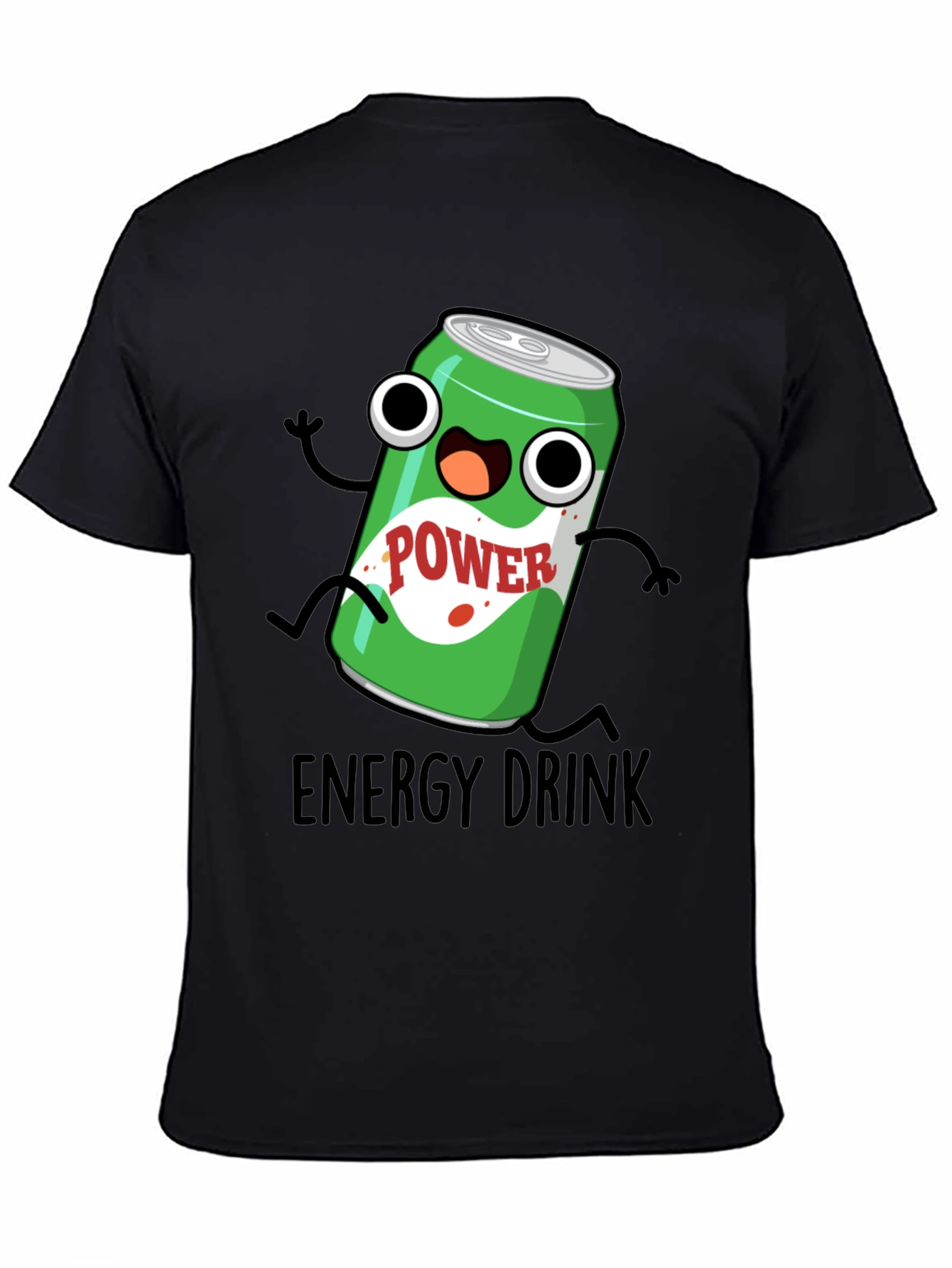 Black Cartoon Energy Drink T-Shirt - Black view 4
