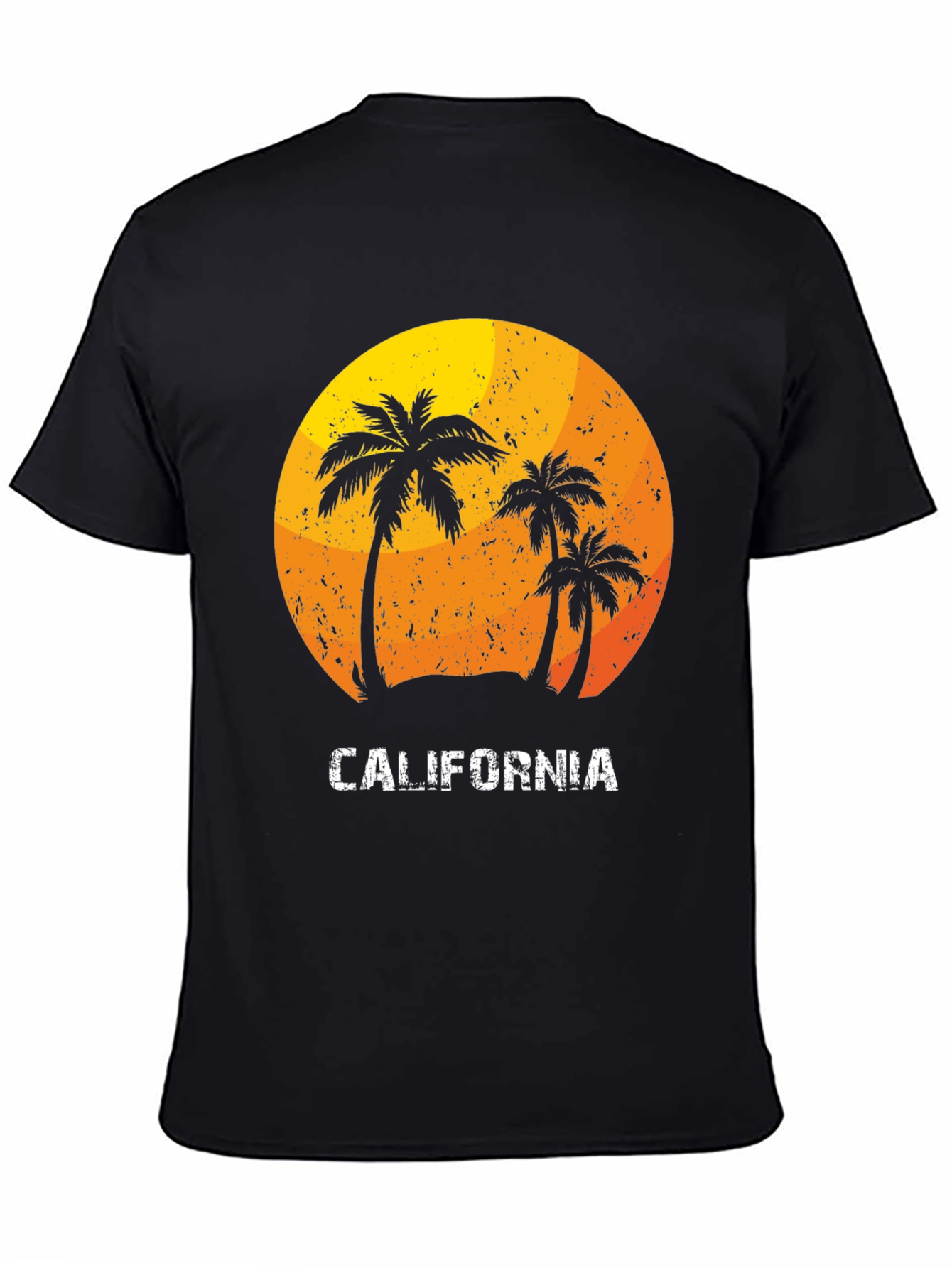 Black California Palm Tree Sunset Graphic T-Shirt view 4