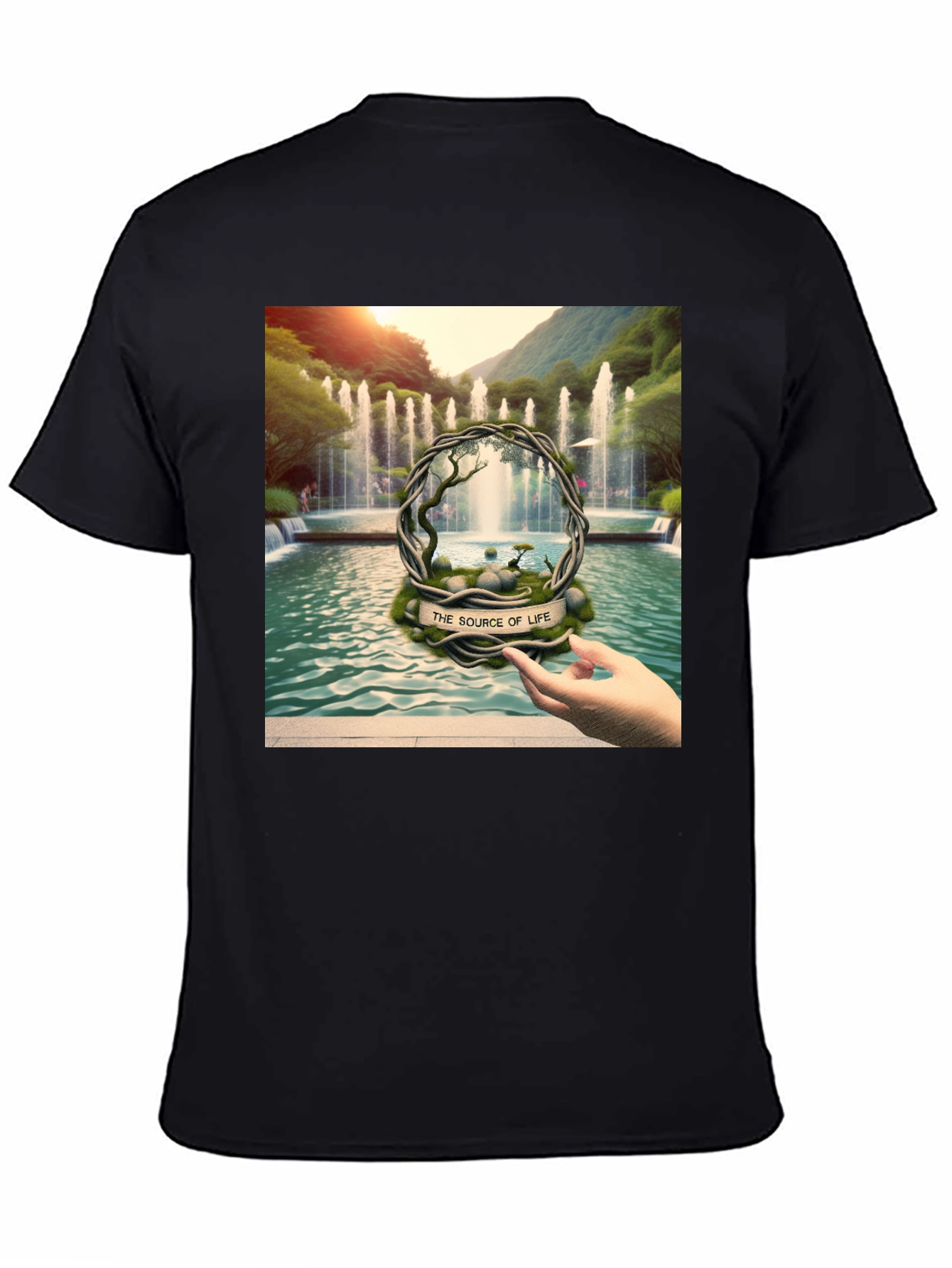 Black Nature's Source T-Shirt - Artistic Design view 4