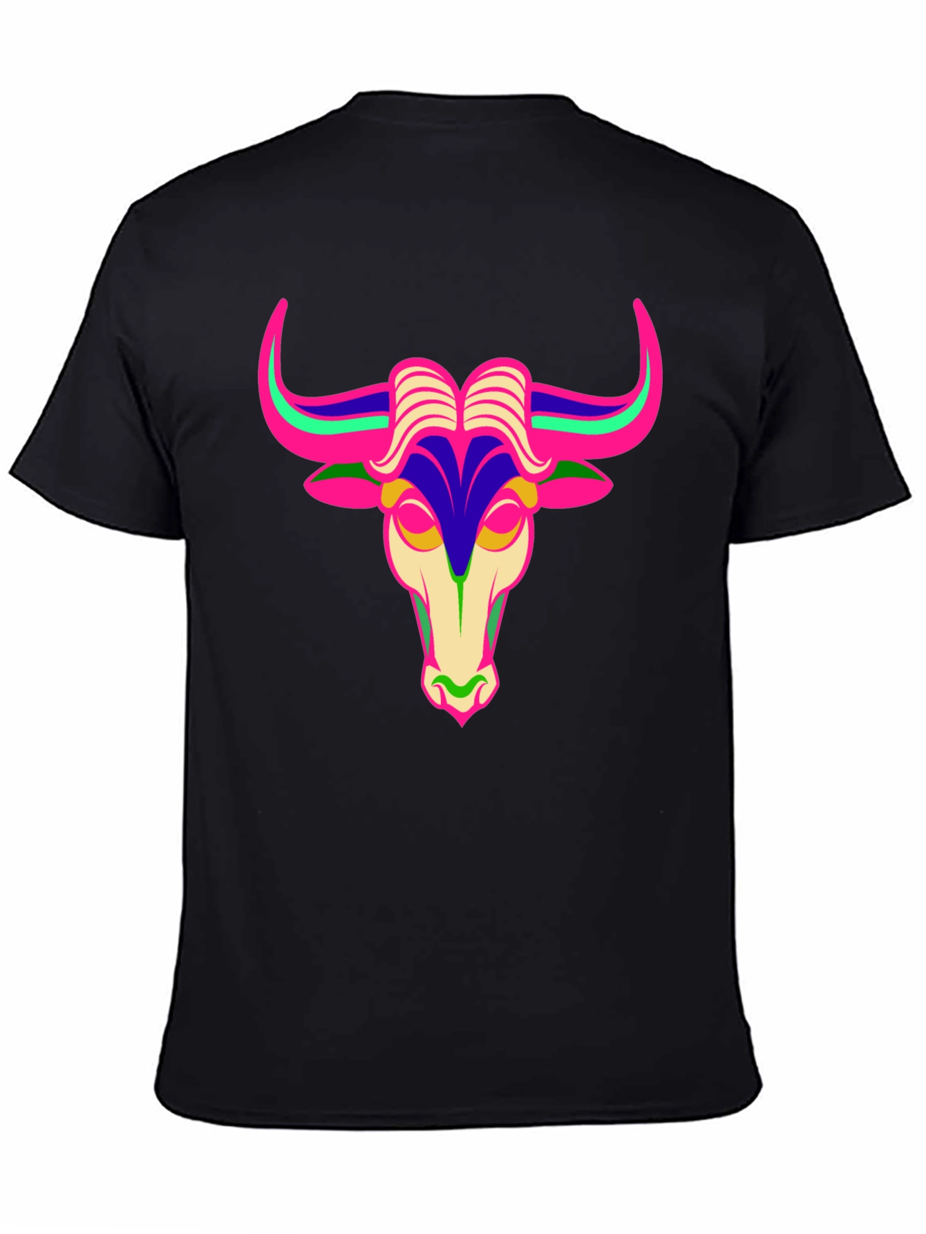Black Bold Bull Graphic Tee - Black Cotton T-Shirt view 4