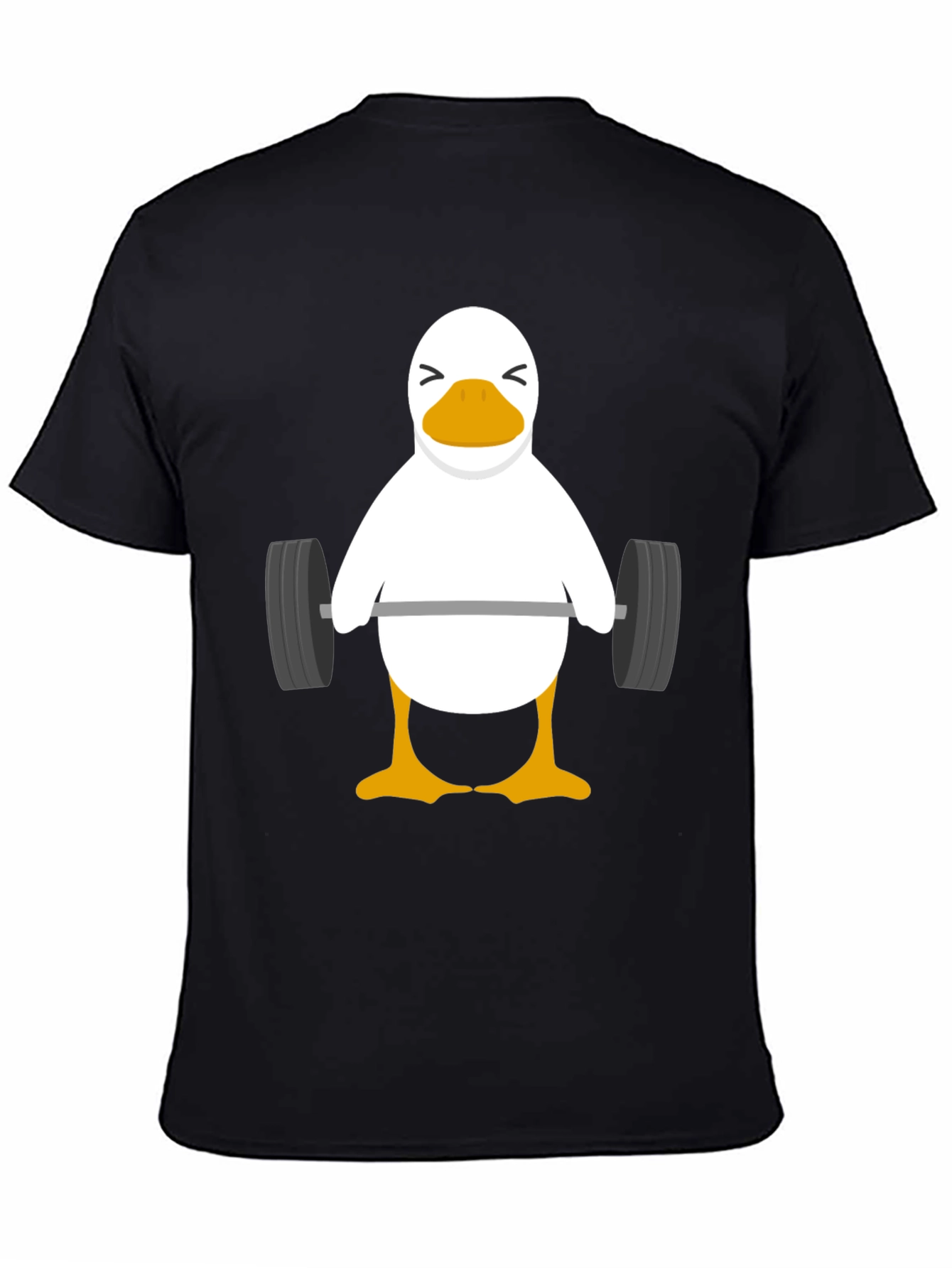 Black Funny Weightlifting Duck Graphic T-Shirt view 4