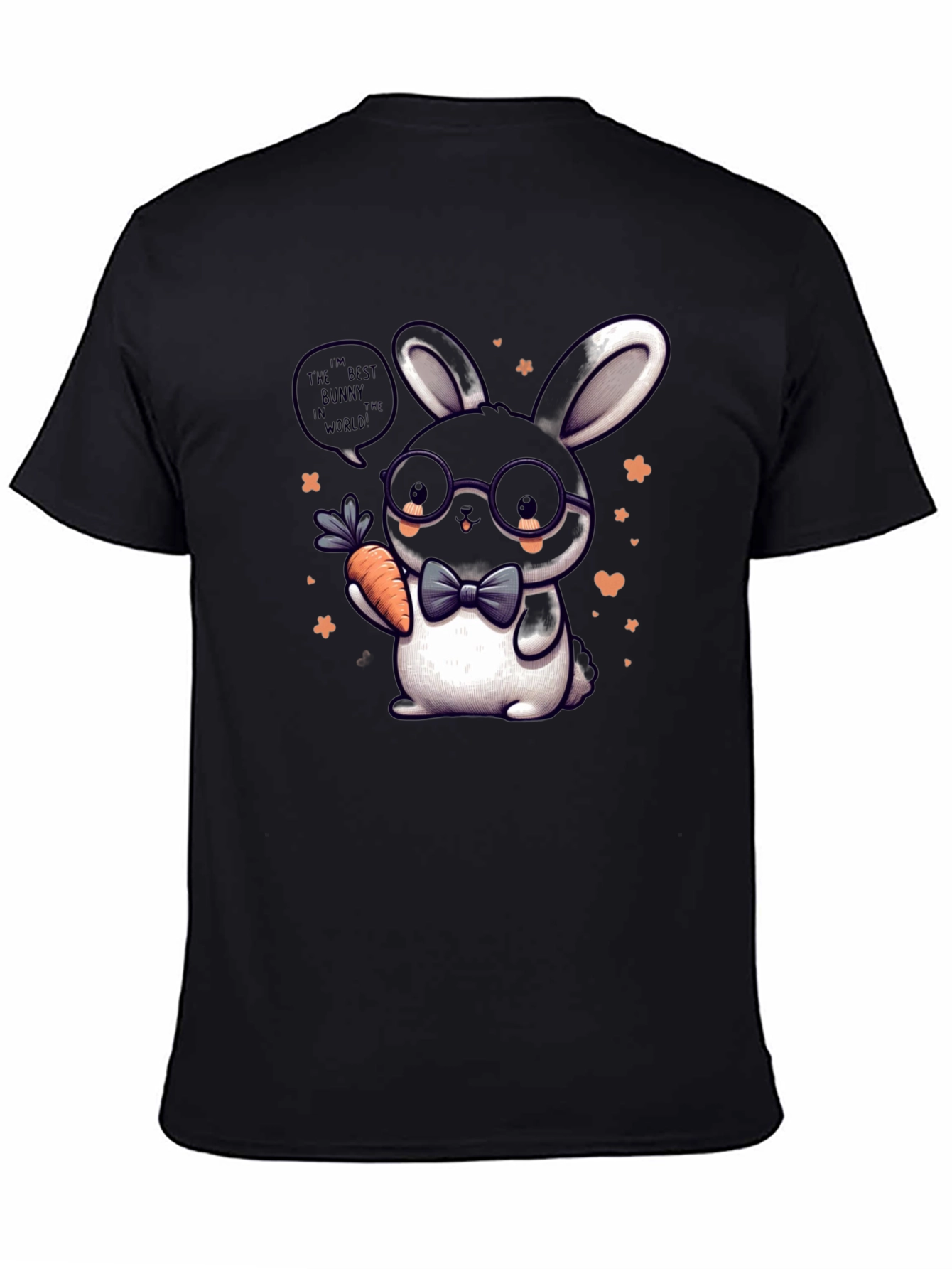 Black Cute Bunny Graphic Tee - Best Bunny in the World T-Shirt view 4