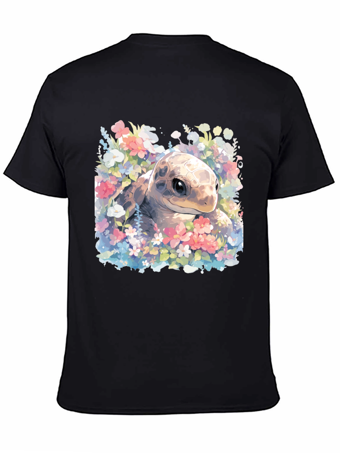 Black Floral Turtle Graphic T-Shirt view 4