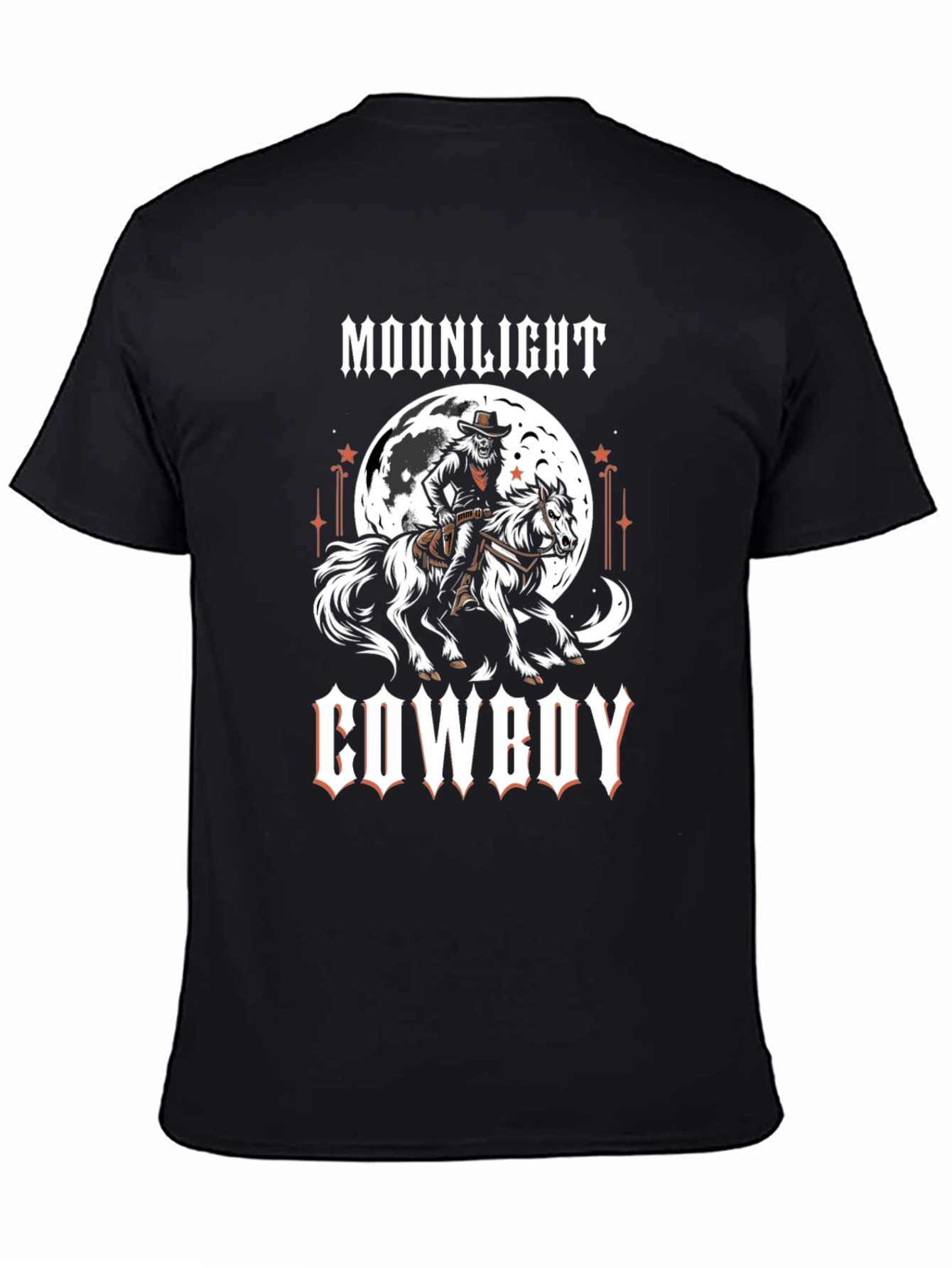 Black Moonlight Cowboy Graphic Print T-Shirt view 4