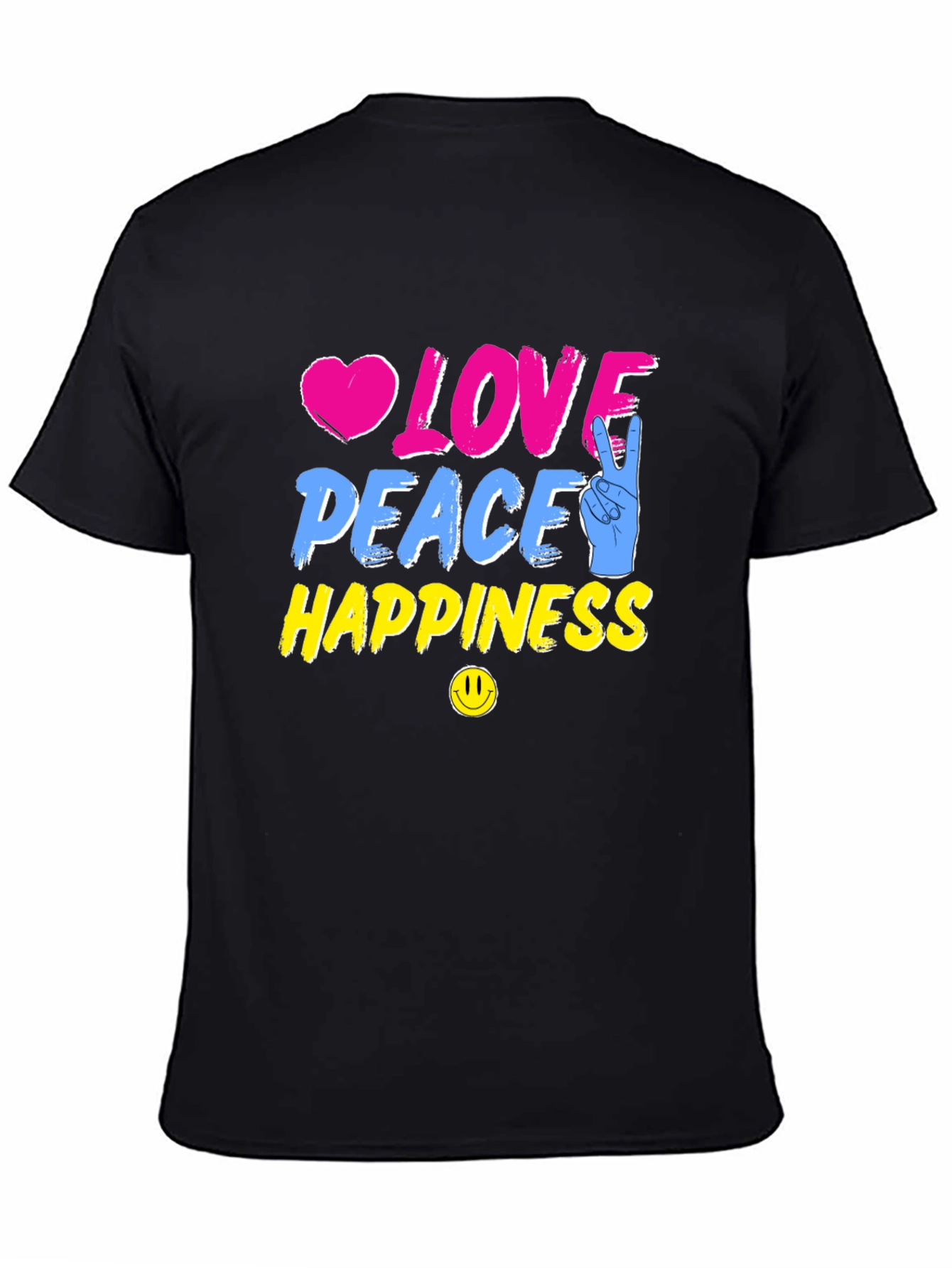 Black Love Peace Happiness Graphic T-Shirt view 4