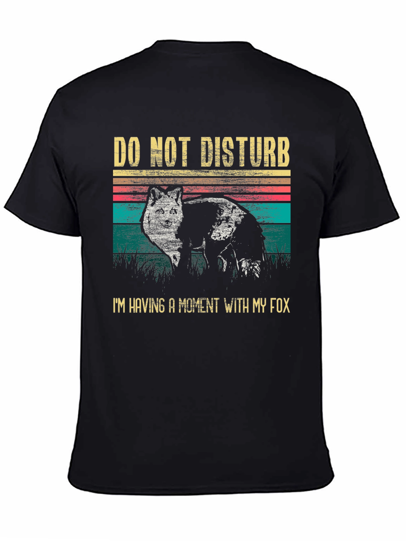 Black Do Not Disturb Fox Graphic T-Shirt view 4