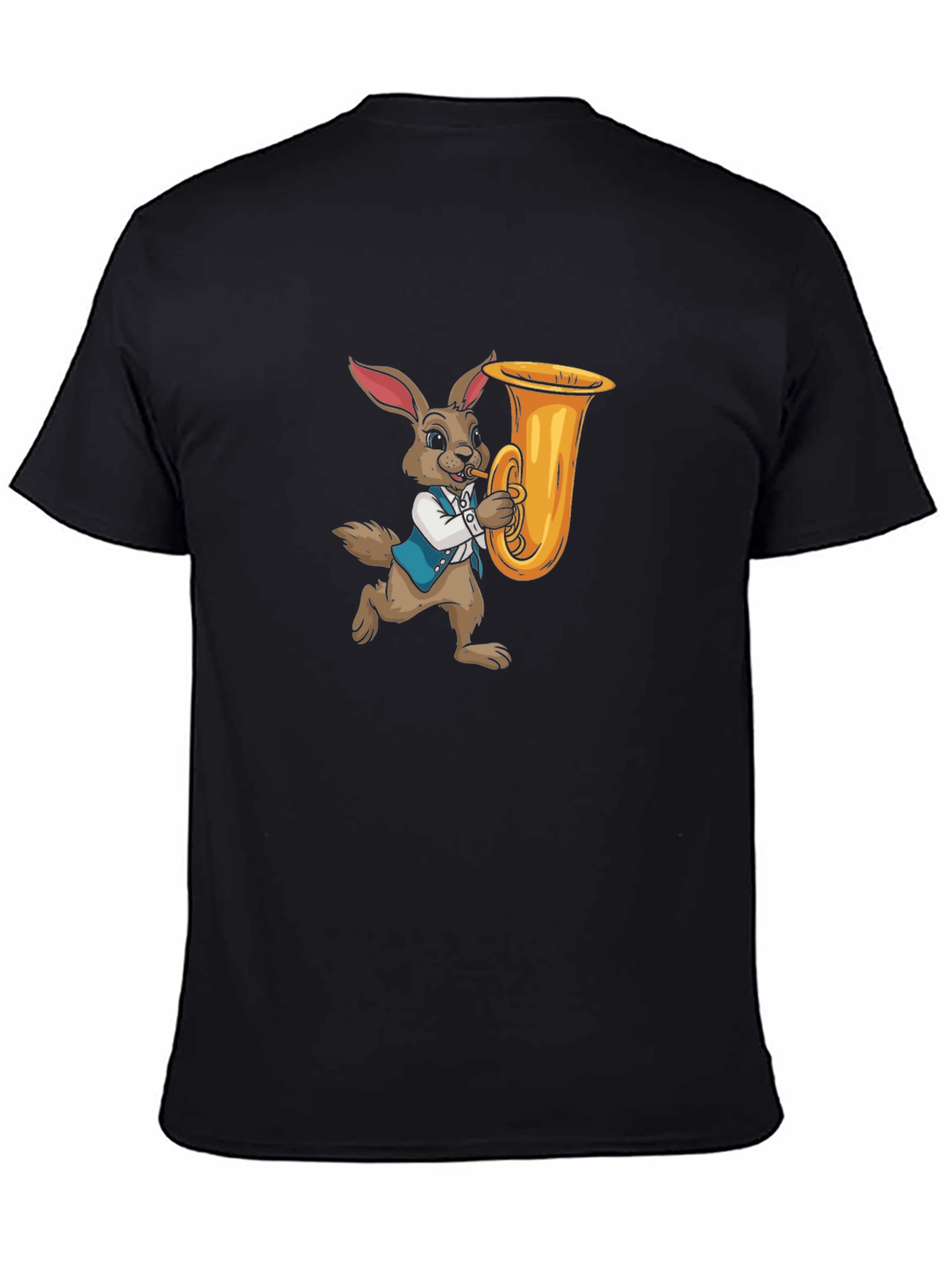Black Rabbit Playing Tuba Graphic Tee view 4
