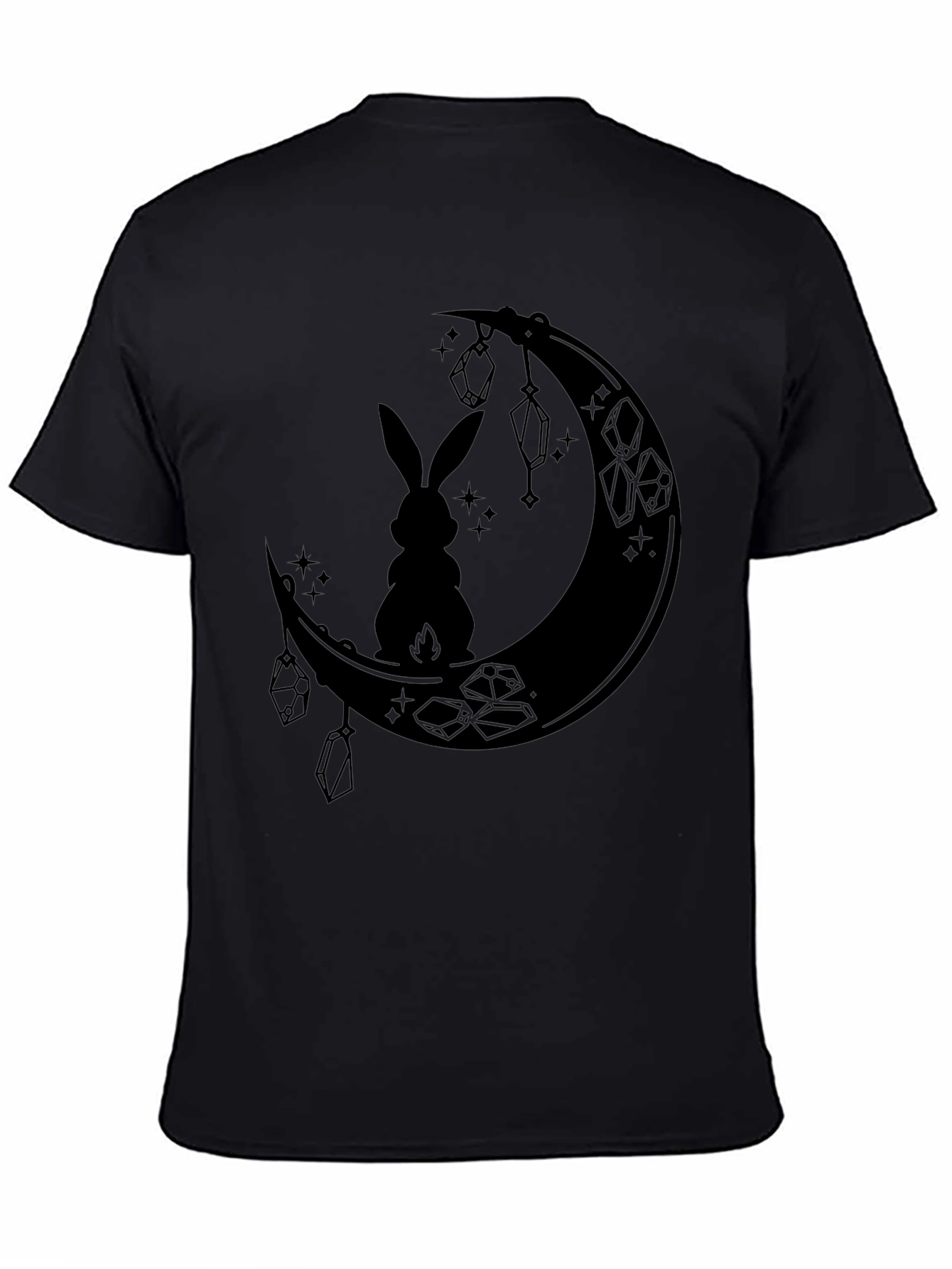 Black Moonlit Hare Graphic Tee - Stylish Black T-Shirt view 4