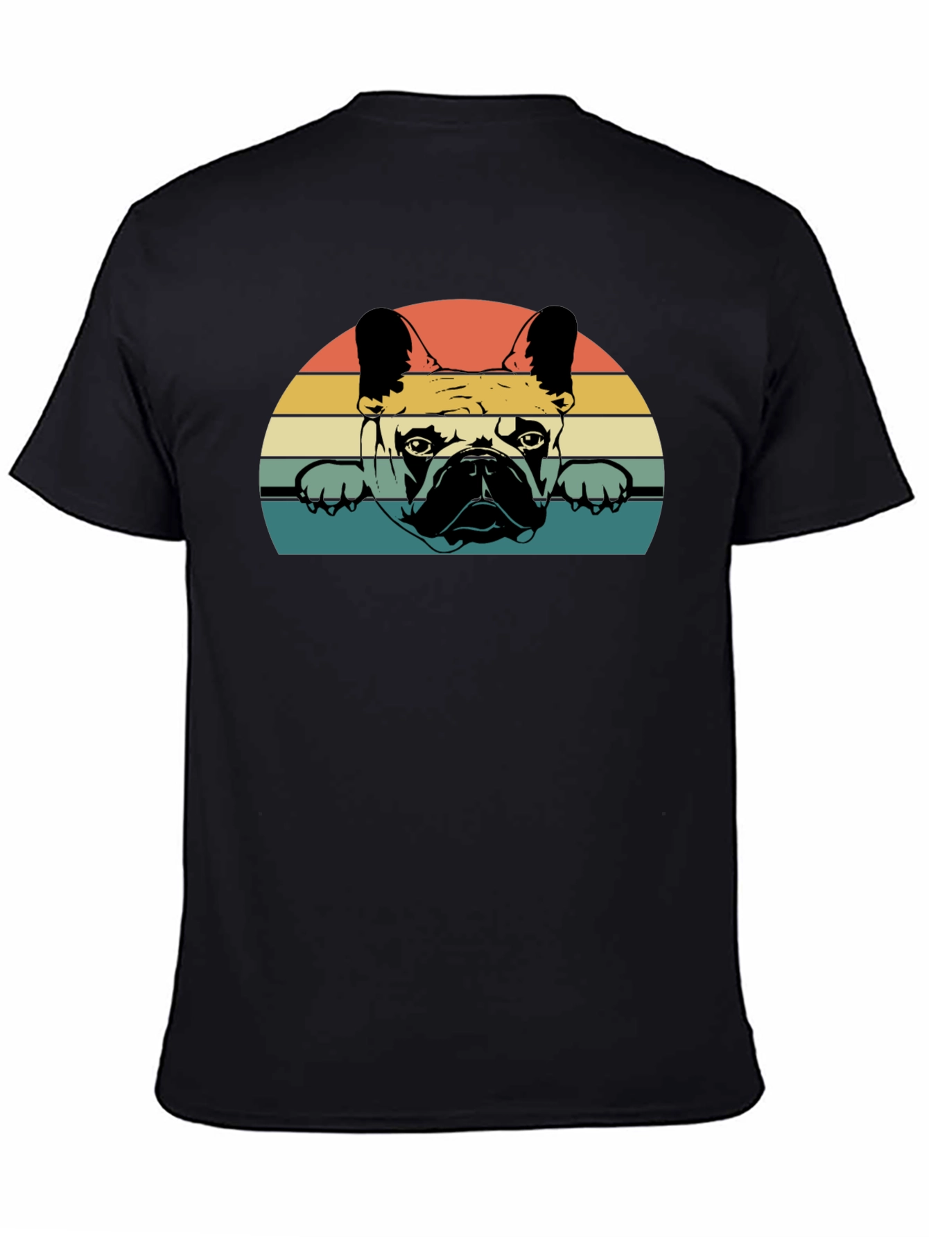 Black Retro French Bulldog Graphic T-Shirt view 4