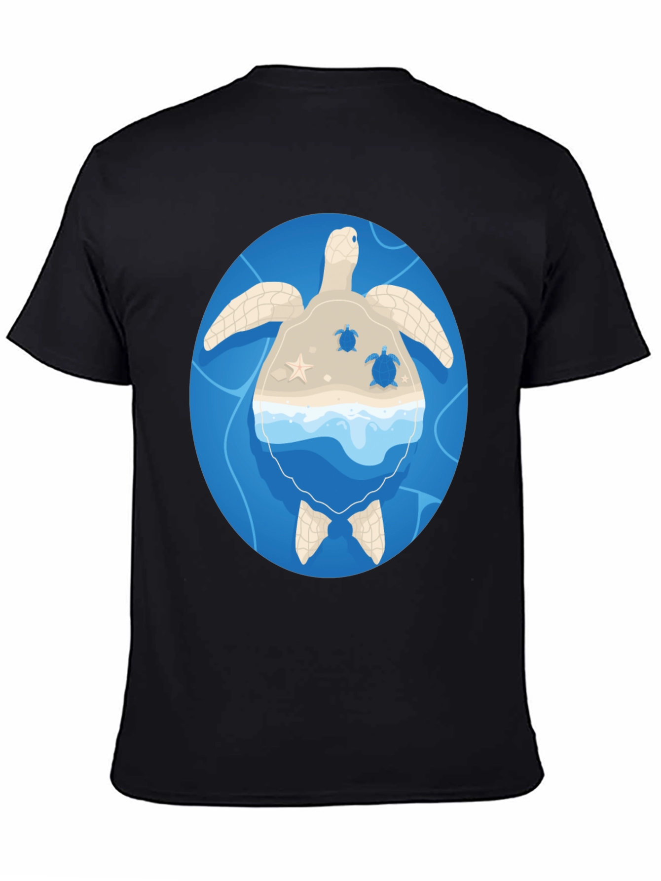Black Sea Turtle Island Graphic Tee - Black view 4