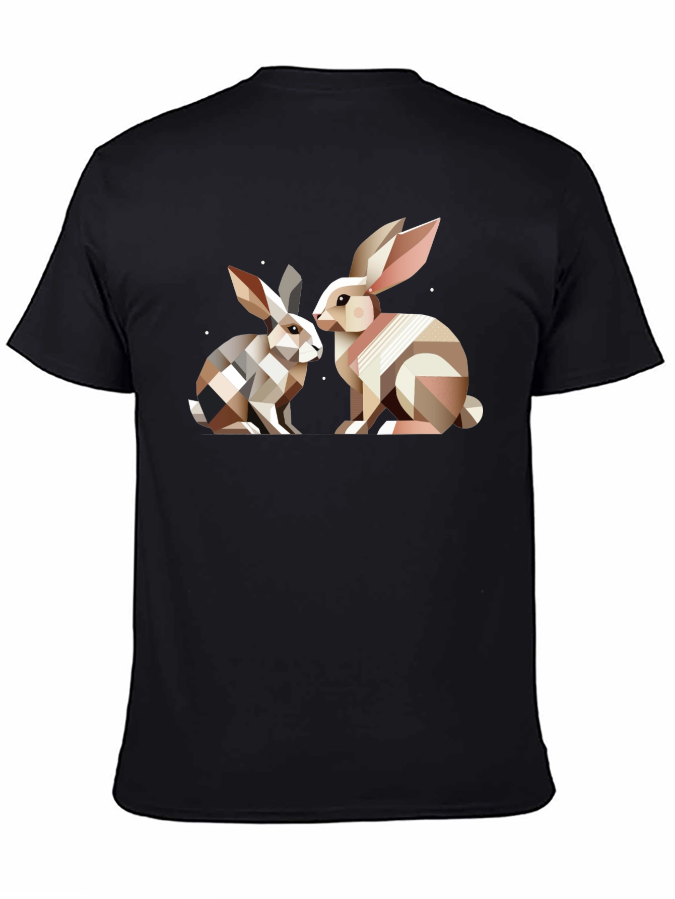 Black Geometric Rabbit T-Shirt - Abstract Bunny Design view 4