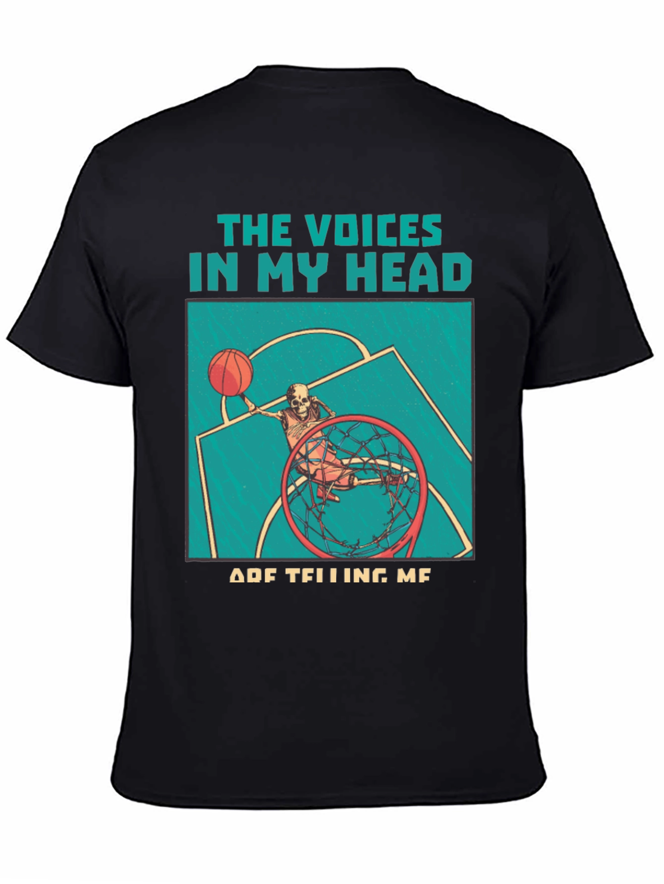 Black Voices in My Head Basketball Skeleton T-Shirt view 4
