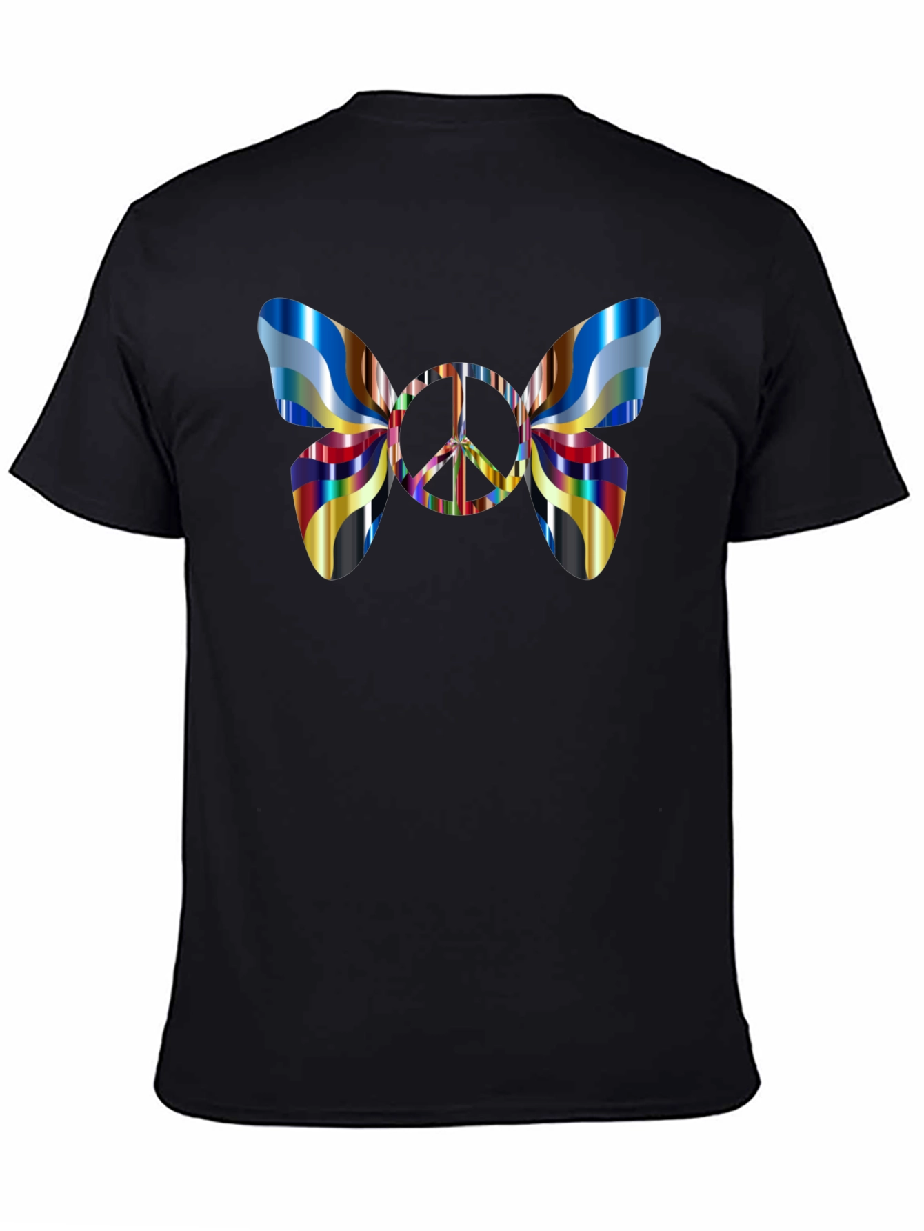 Black Peace Sign Butterfly Graphic Tee - Black view 4
