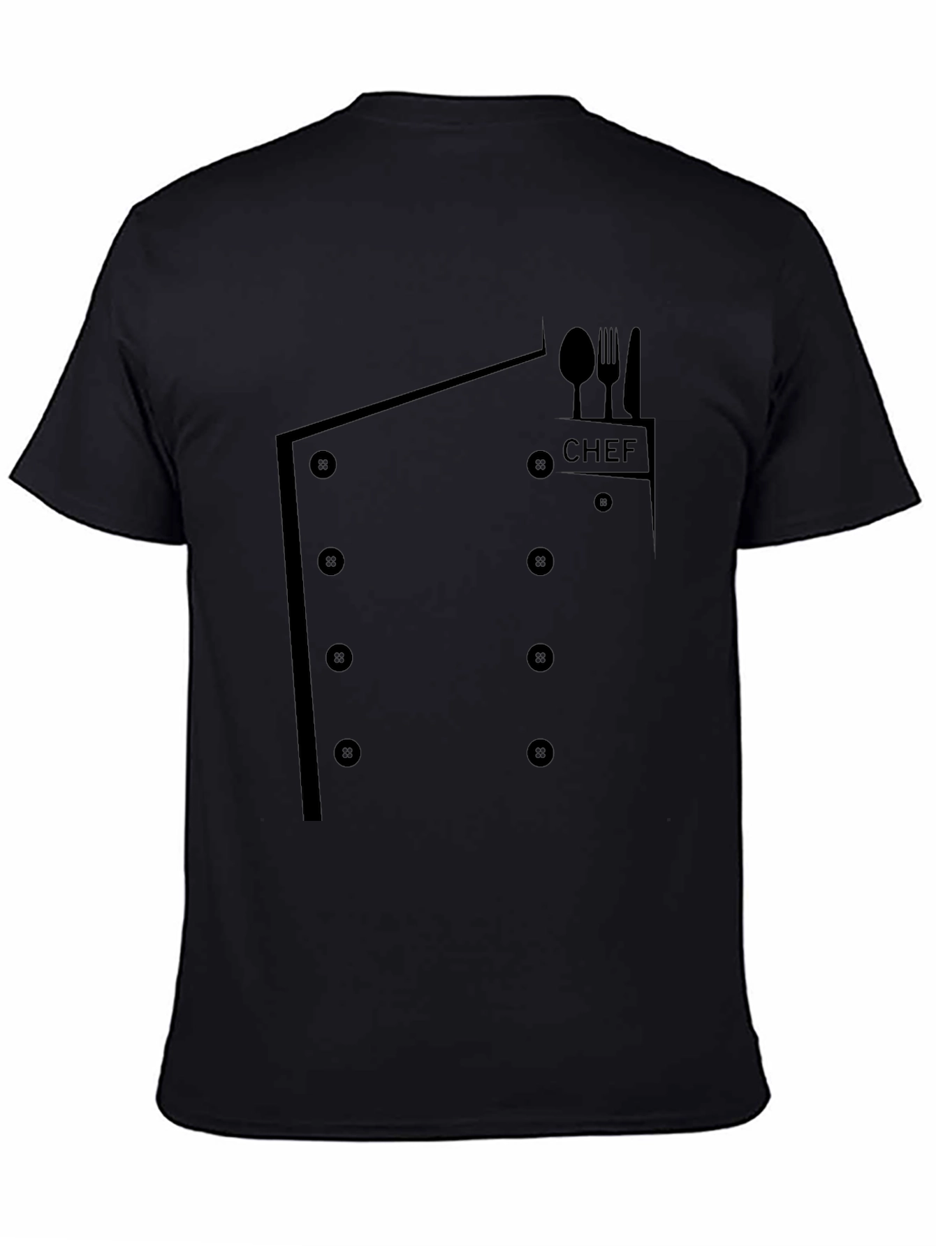 Black Chef Coat T-Shirt - Funny Culinary Apparel view 4