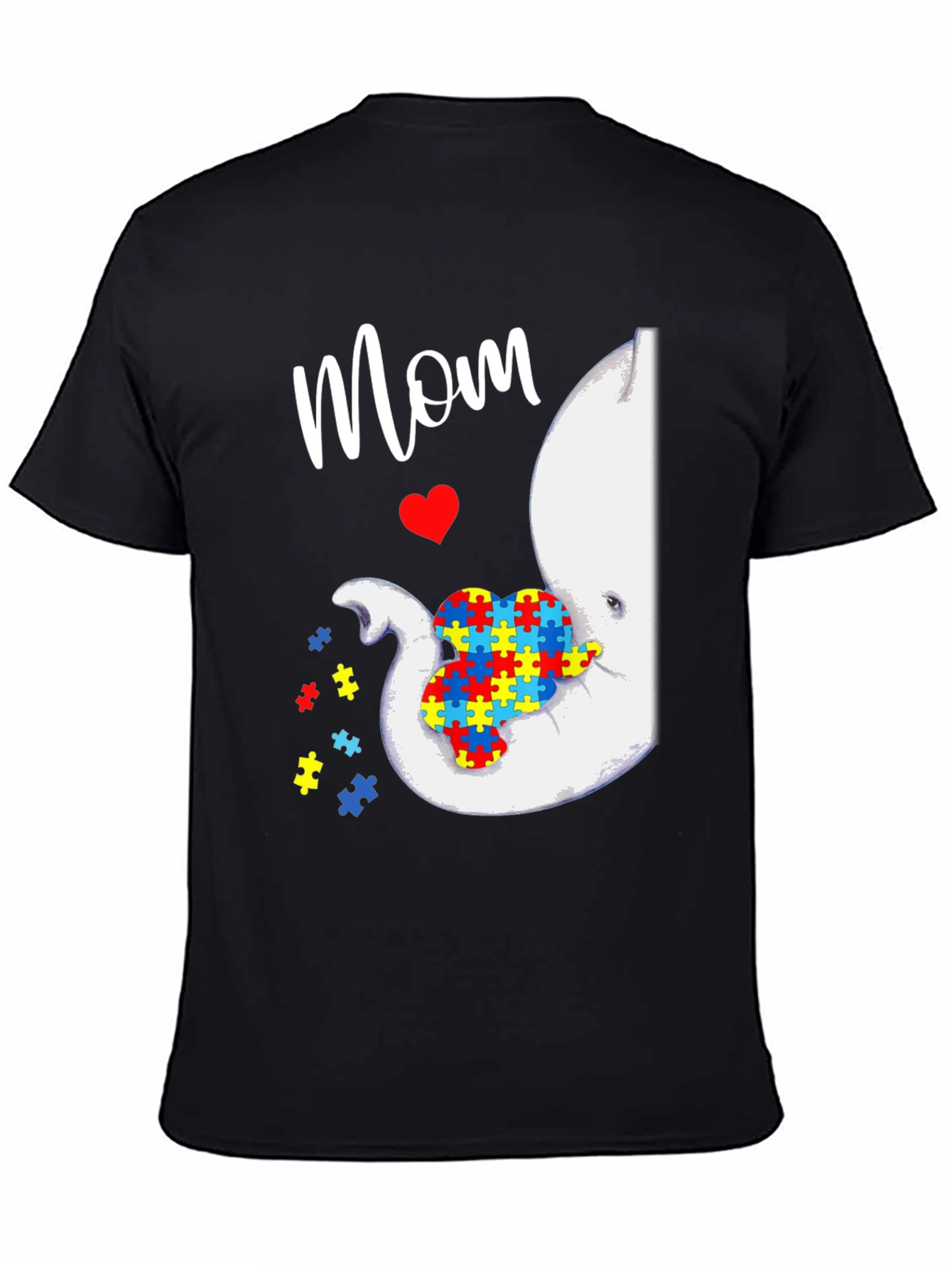 Black Autism Awareness Elephant Mom T-Shirt view 4