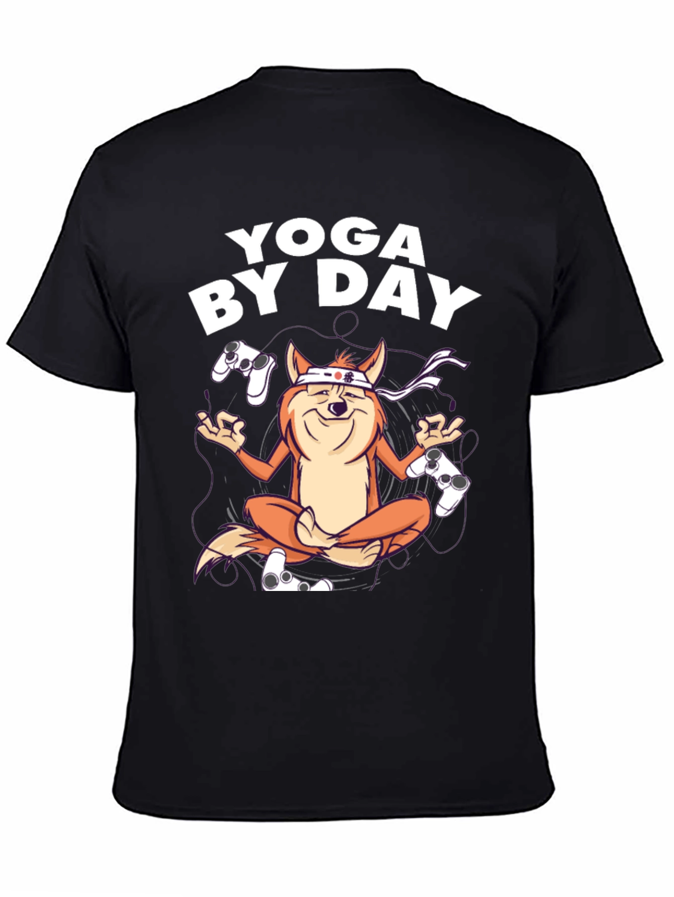Black Yoga By Day Gaming T-Shirt view 4