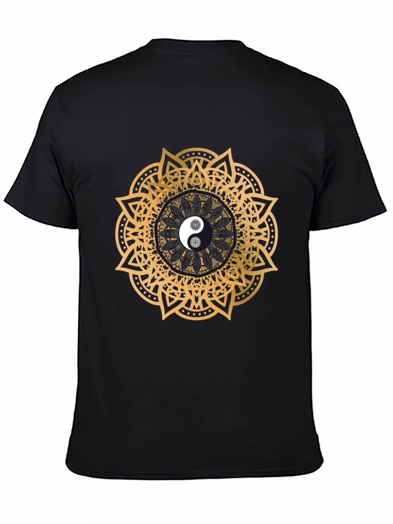 Black Yin Yang Mandala Graphic Black T-Shirt view 4